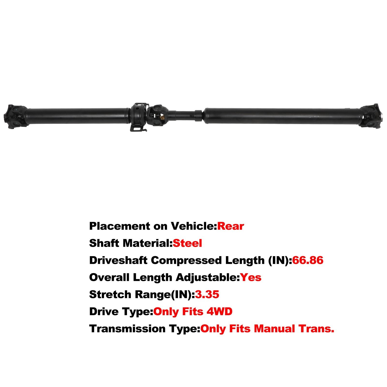 Driveshaft For 2005-2014 Toyota Tacoma Crew/Extended Cab Pickup Manual Trans