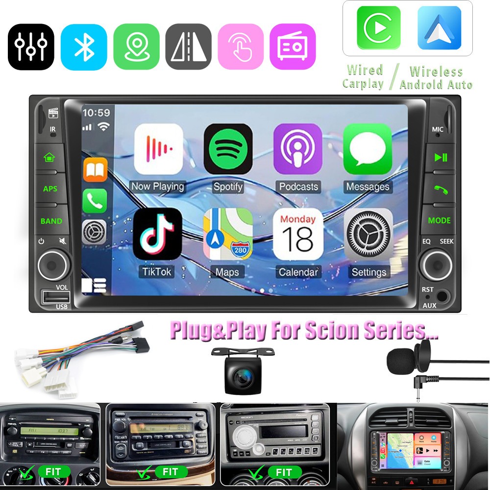 For 2003-2015 Scion xB Apple CarPlay Android Auto Car Stereo AM Radio GPS Player