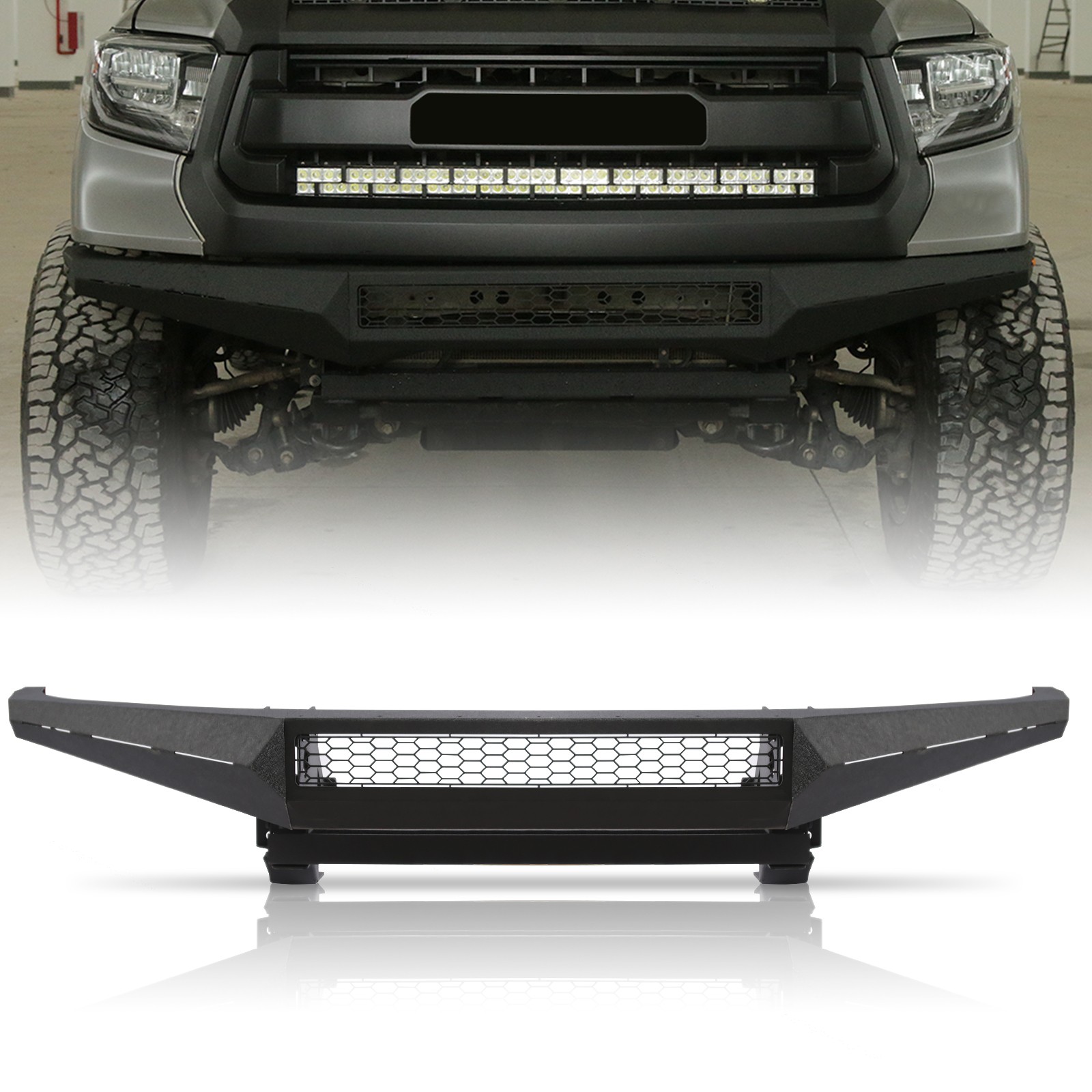Fit for 2014 - 2021 Toyota Tundra Front Carbon Steel Bumper W/ LED Corner Light Fit for 2014 - 2021 Toyota Tundra Front Carbon Steel Bumper W/ LED Corner Light