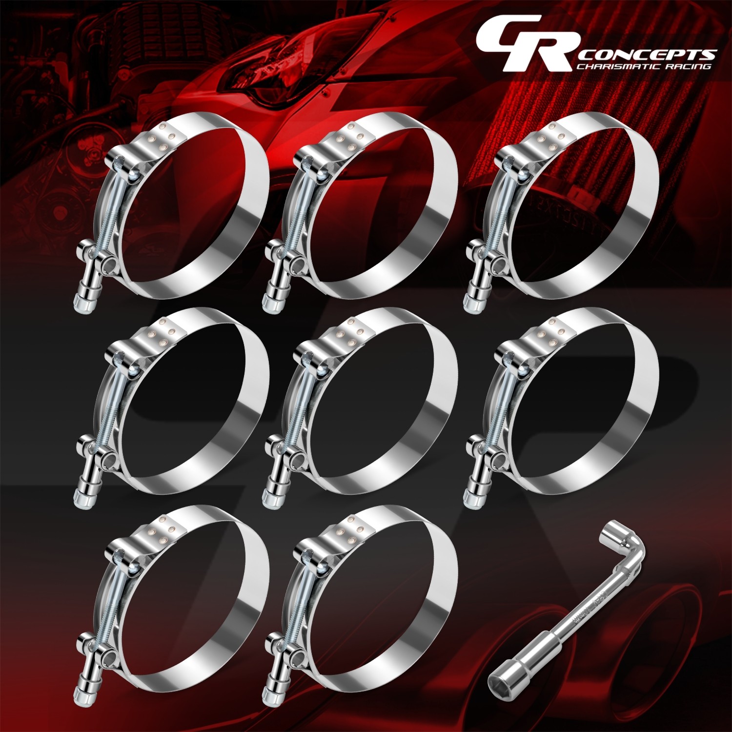 8Pcs Steel T-Bolt Clamps 3\ 8Pcs Steel T-Bolt Clamps 3\