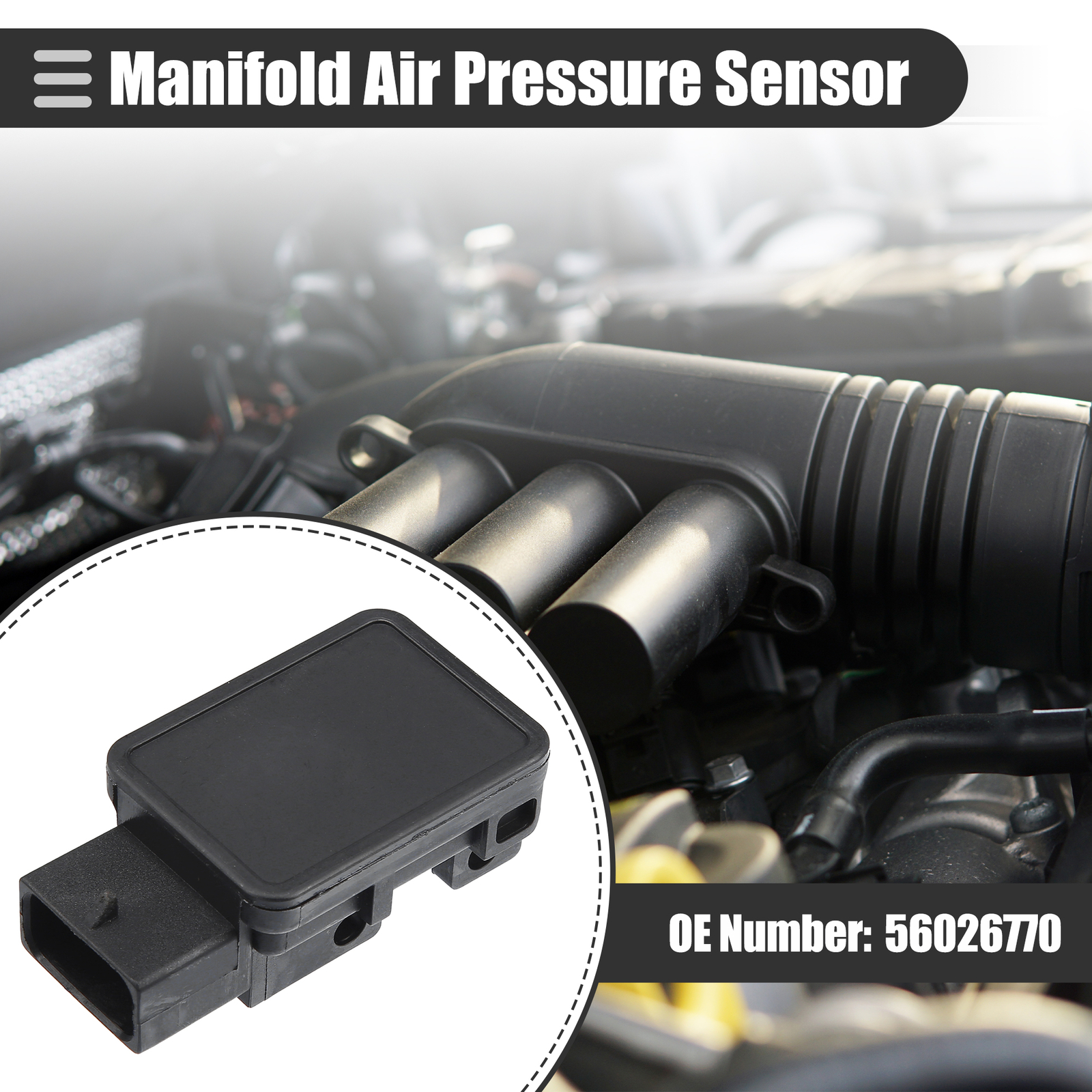 MAP Manifold Air Pressure Sensor for Dodge B150 1992-1994 No.56026770 Black MAP Manifold Air Pressure Sensor for Dodge B150 1992-1994 No.56026770 Black