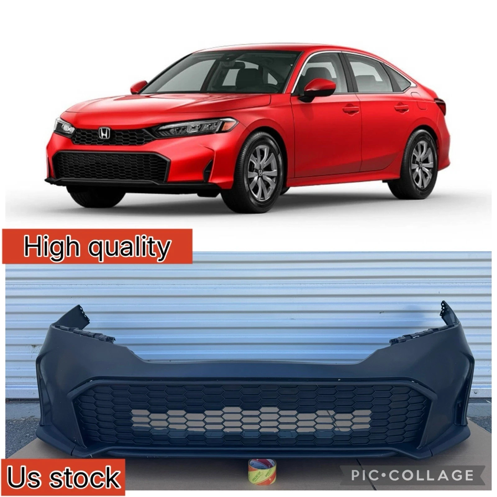 For Civic 2025 2026 Front Bumper Cover With Lower Grill And Lower Moldings Set