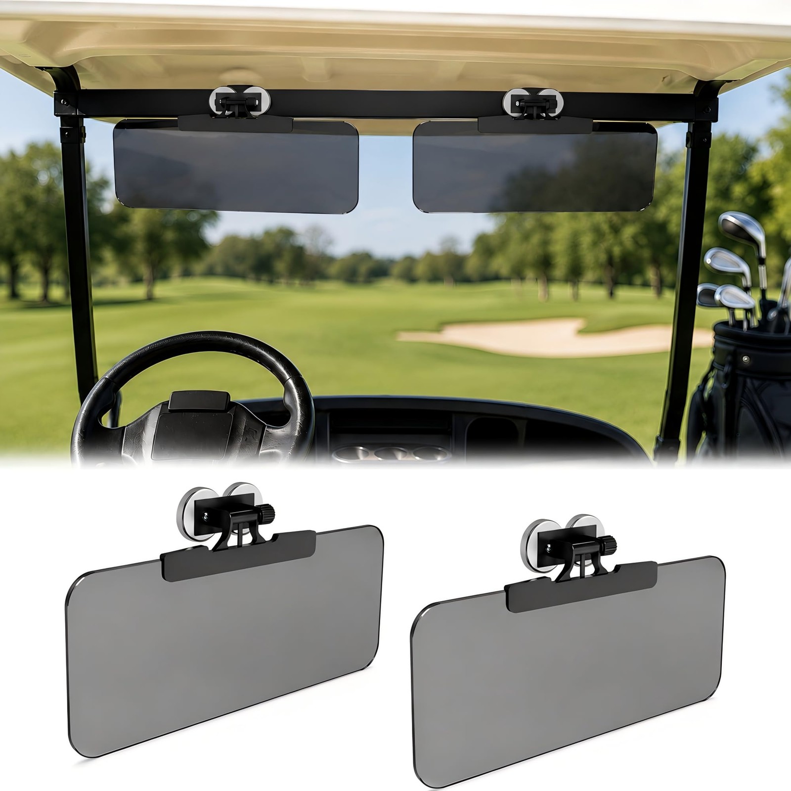 Magnetic Golf Cart Sun Visor & UTV Sun Visor, 2 Pack, Polarized Adjustable Magnetic Golf Cart Sun Visor & UTV Sun Visor, 2 Pack, Polarized Adjustable