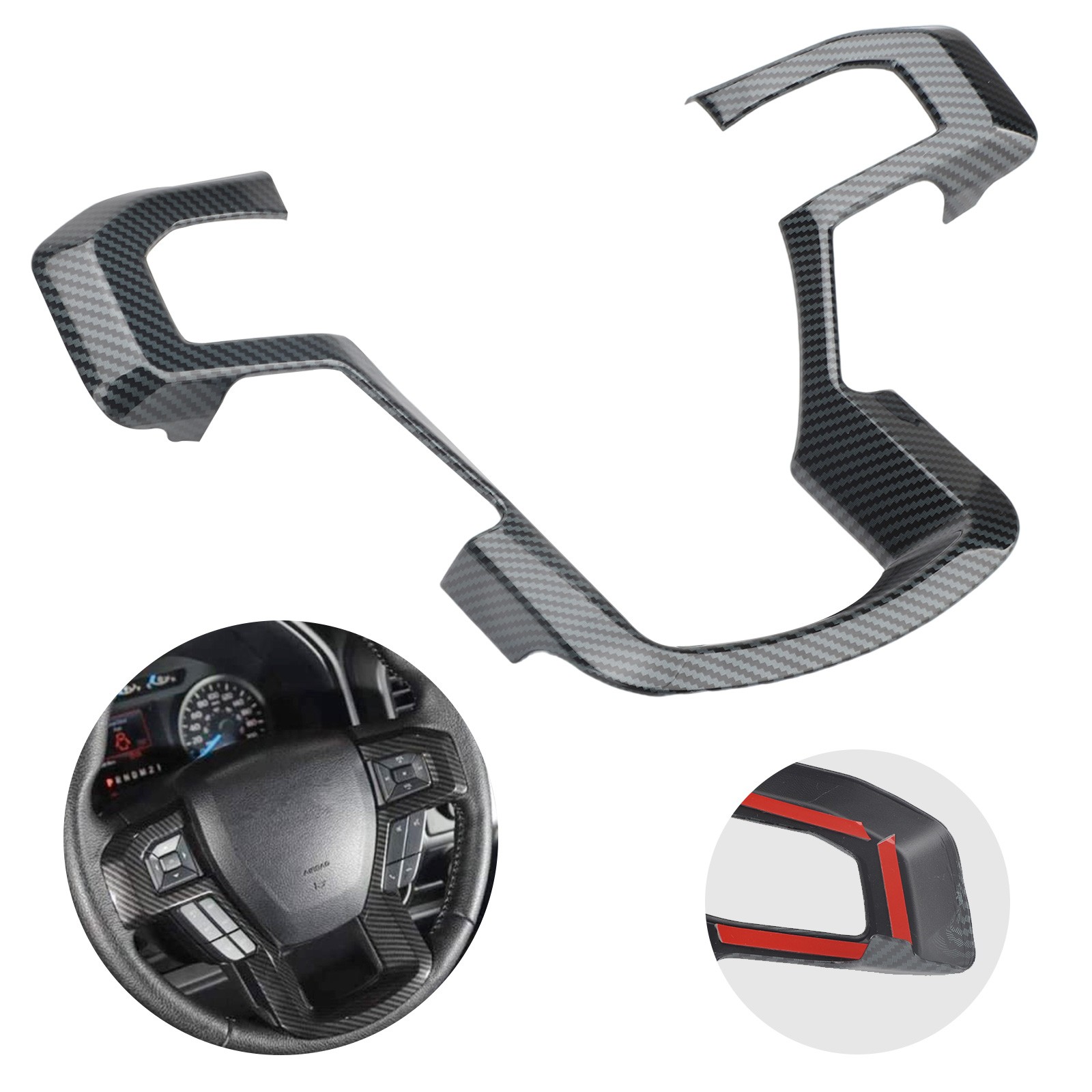 Carbon Fiber Style Steering Wheel Cover Trim Decoration For 2015-2020 Ford F150
