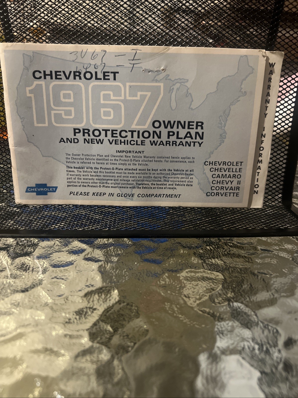 1967 Chevrolet protect o plate plan warranty ORIGINAL StL Plant 1967 Chevrolet protect o plate plan warranty ORIGINAL StL Plant