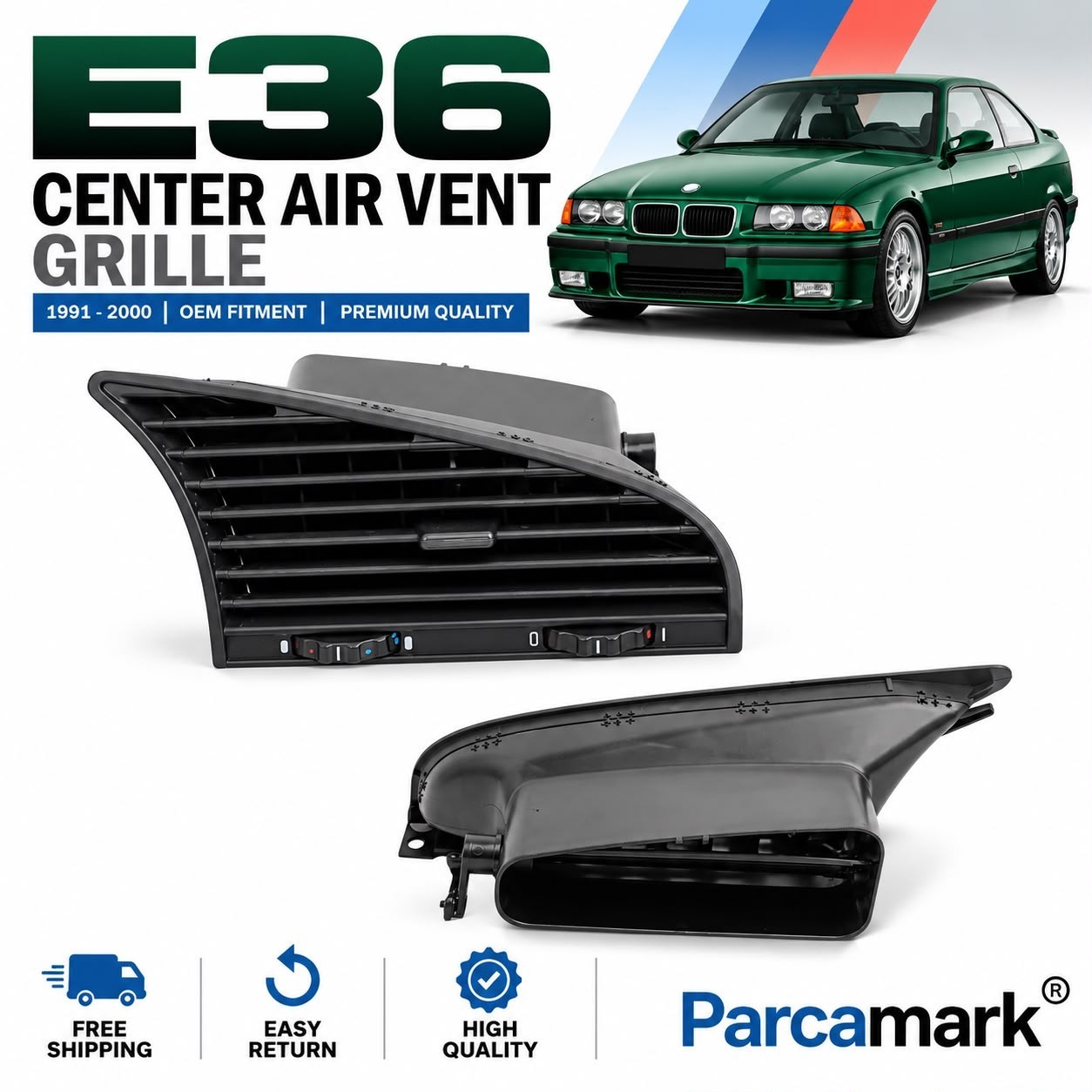 BMW E36 Center Dashboard Air Vent Grille 64228363533