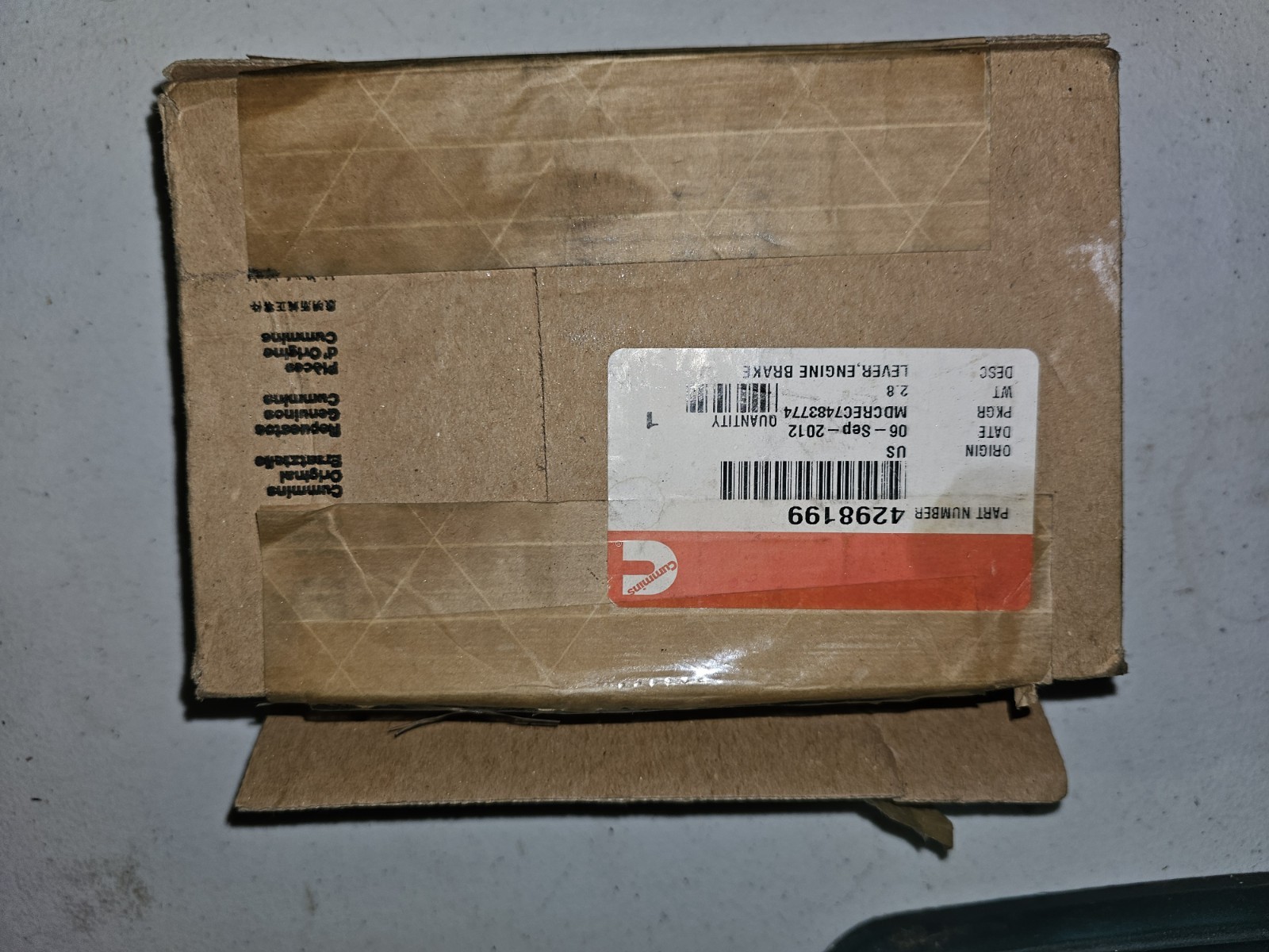 Cummins New 4298199 Lever, Engine Brake Cummins New 4298199 Lever, Engine Brake