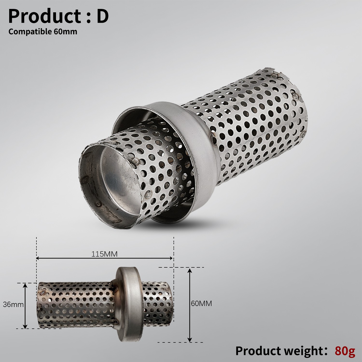 60mm Removable DB Killer Motorcycle Exhaust Muffler Insert Baffle Tube