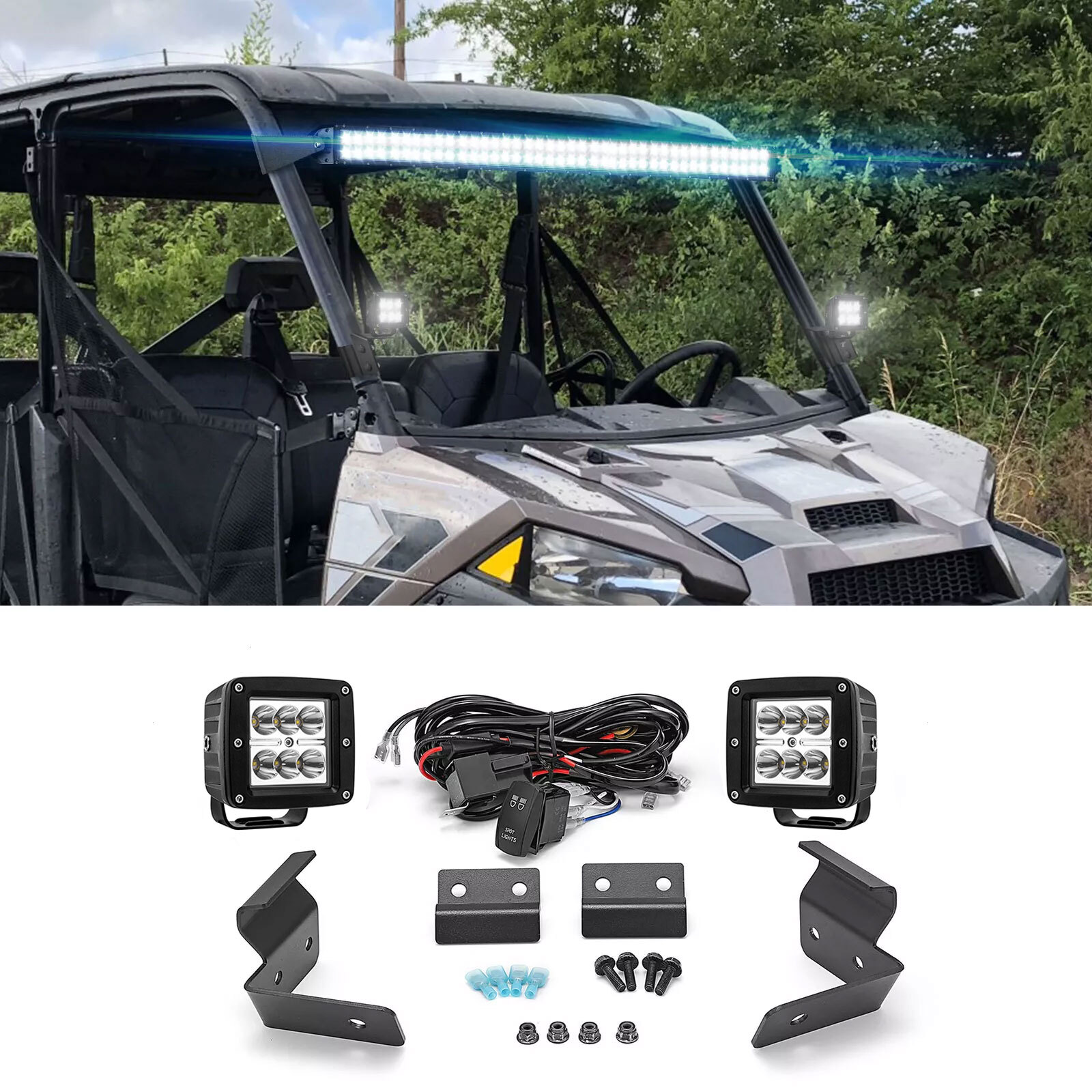 WEISEN A Pillar 24W LED Pods Bracket Wire For Polaris General 1000/XP 1000 16-26
