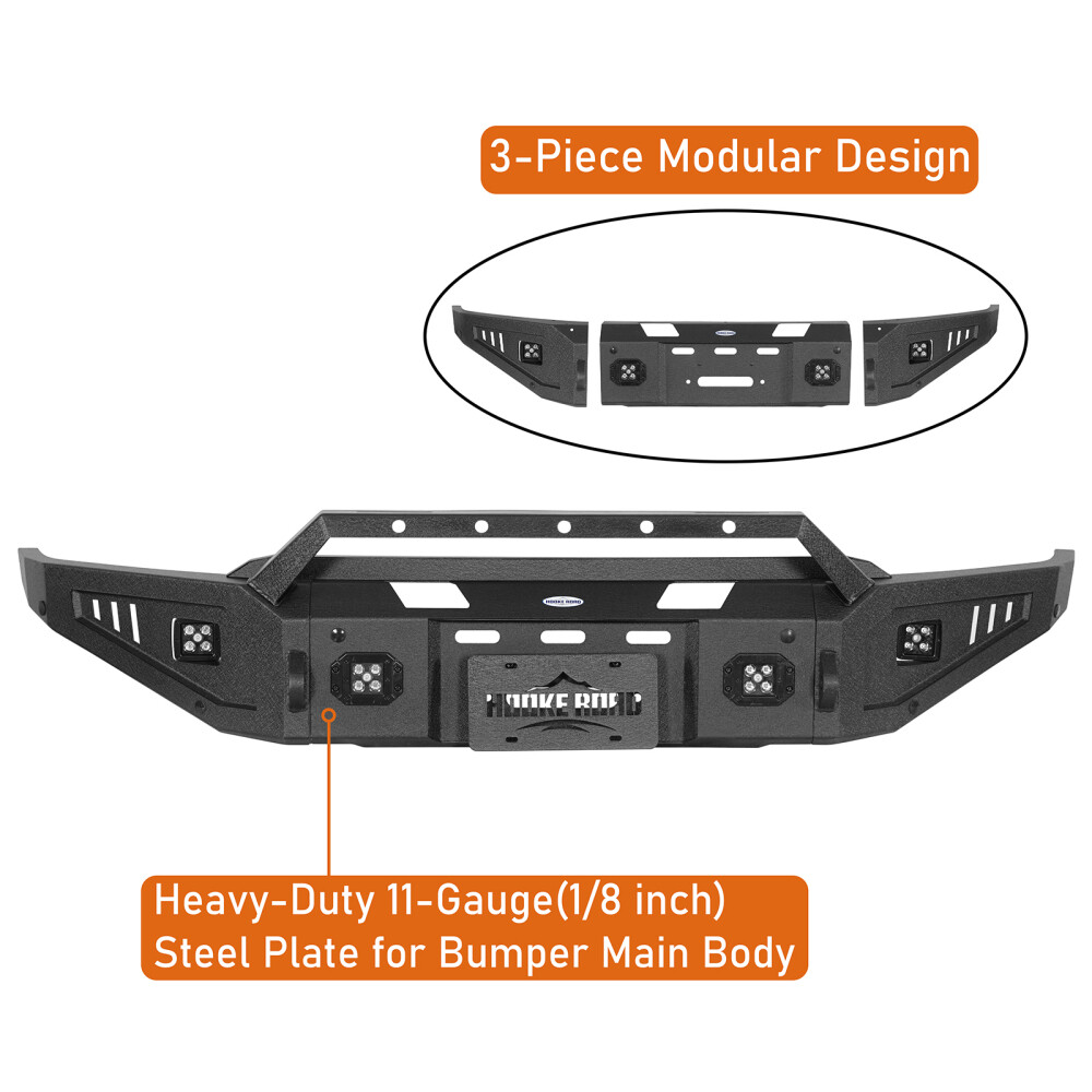 Texture Black Bull Bar Front/ Rear Bumpers w/Winch Plate Fit 2021-2024 Ford F150