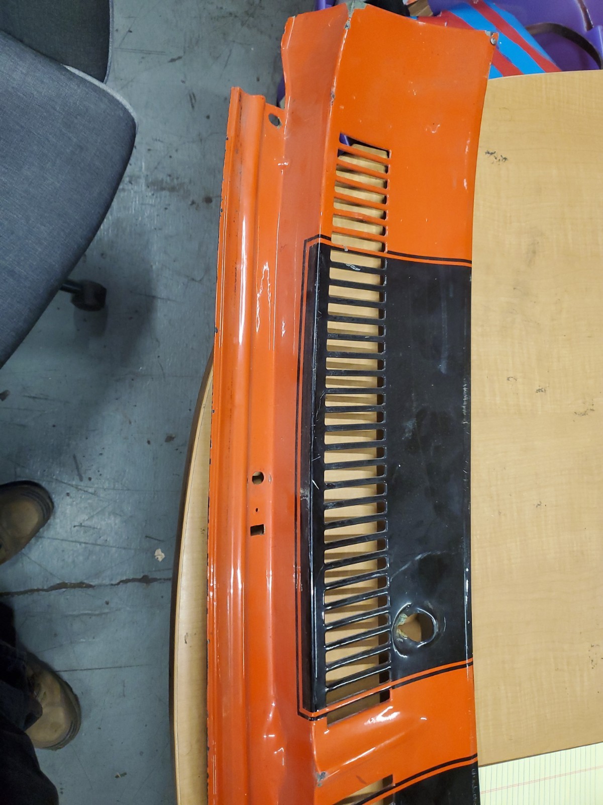 Vintage Car Hood Part Black And Orange Vintage Car Hood Part Black And Orange