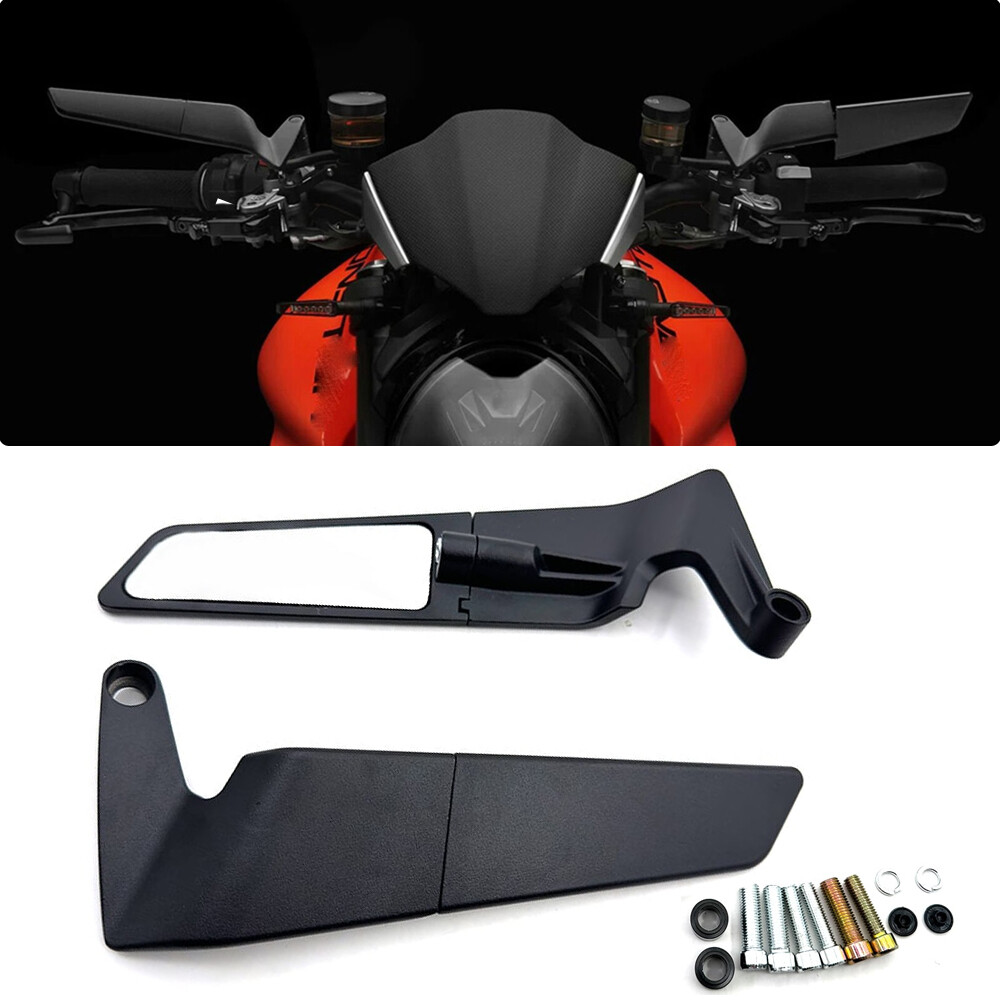 Motorcycle Rear View Mirrors Wind Wing Side Mirrors Universal 8/10mm Mount US