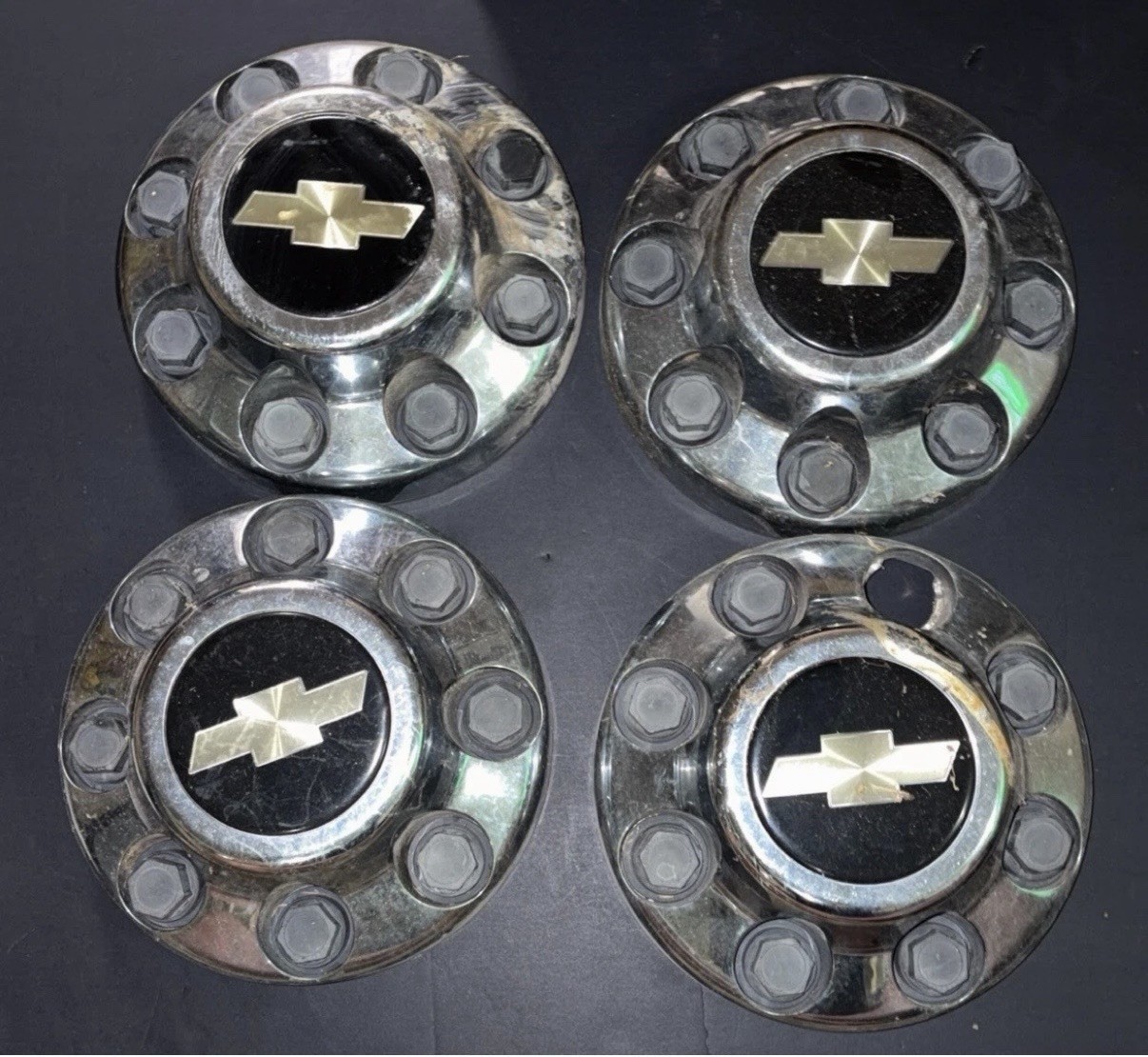 Chevrolet OEM Chrome Plated 8 Lug Hub Center Caps Set of 4
