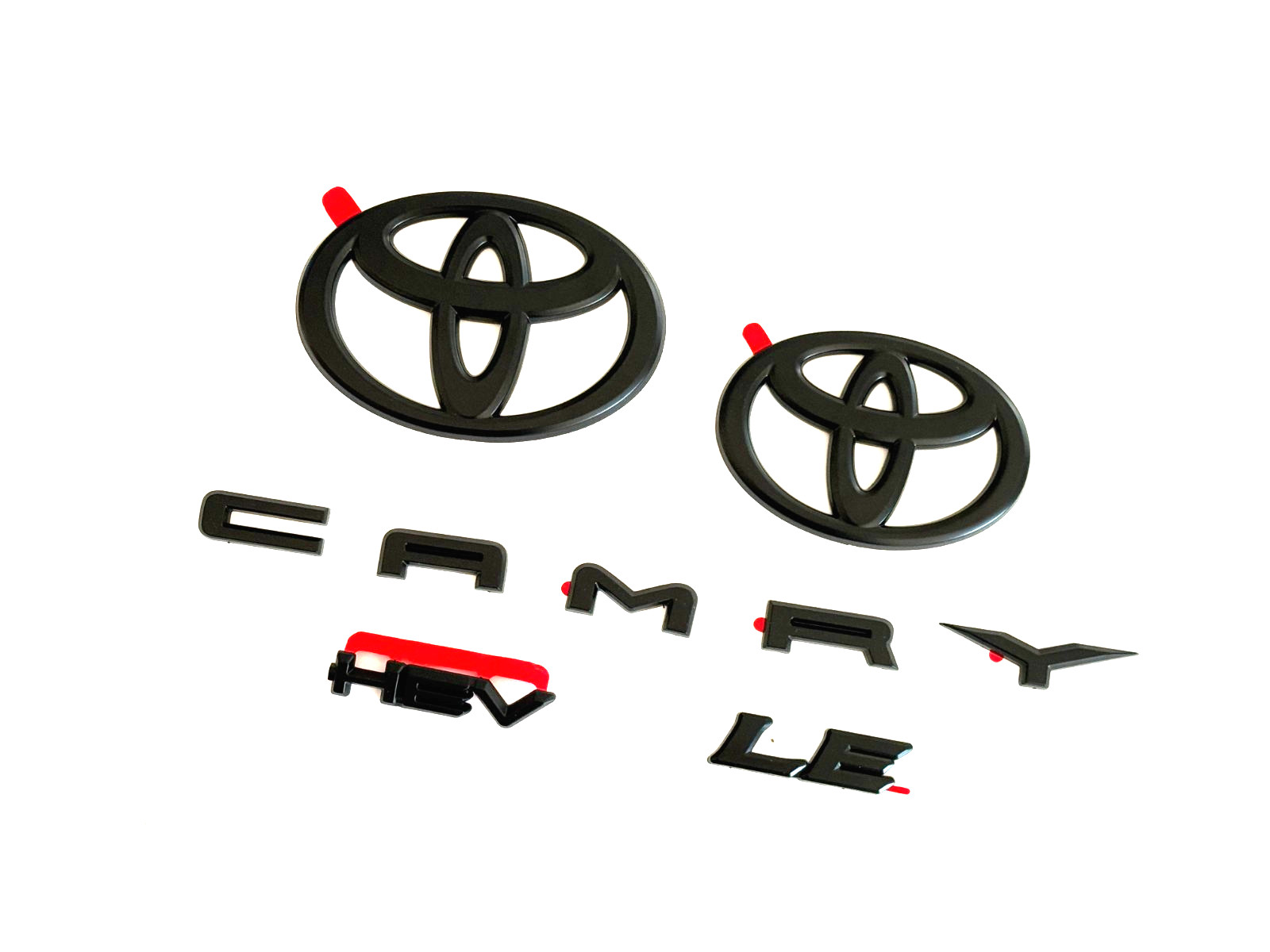 NEW TOYOTA 2025+ CAMRY HYBRID LE HEV MATTE BLACKOUT EMBLEM OVERLAYS KIT FIT OEM