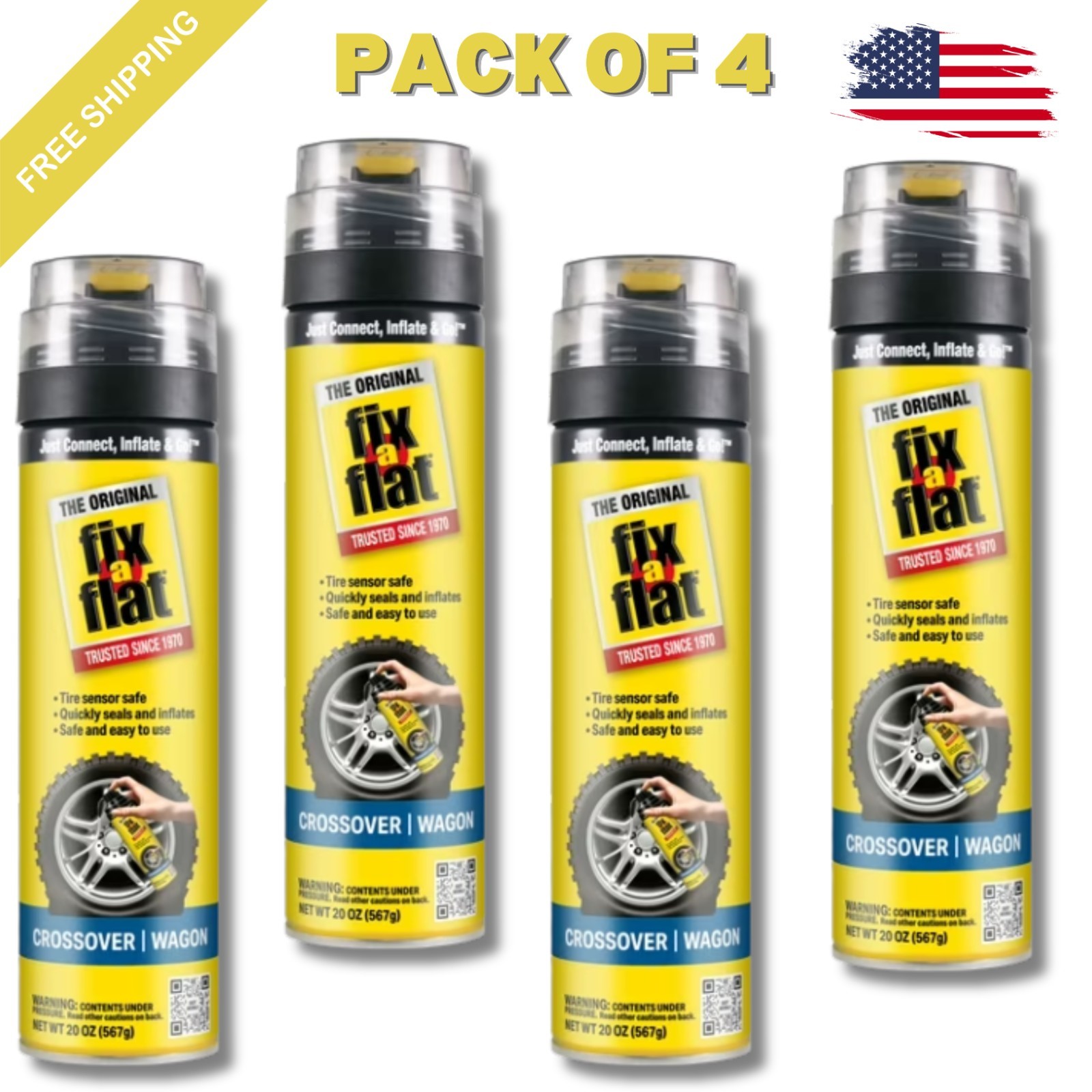 Fix-A-Flat S60420 Aerosol Emergency Flat Tire Repair and Inflator All Cars 4pack Fix-A-Flat S60420 Aerosol Emergency Flat Tire Repair and Inflator All Cars 4pack