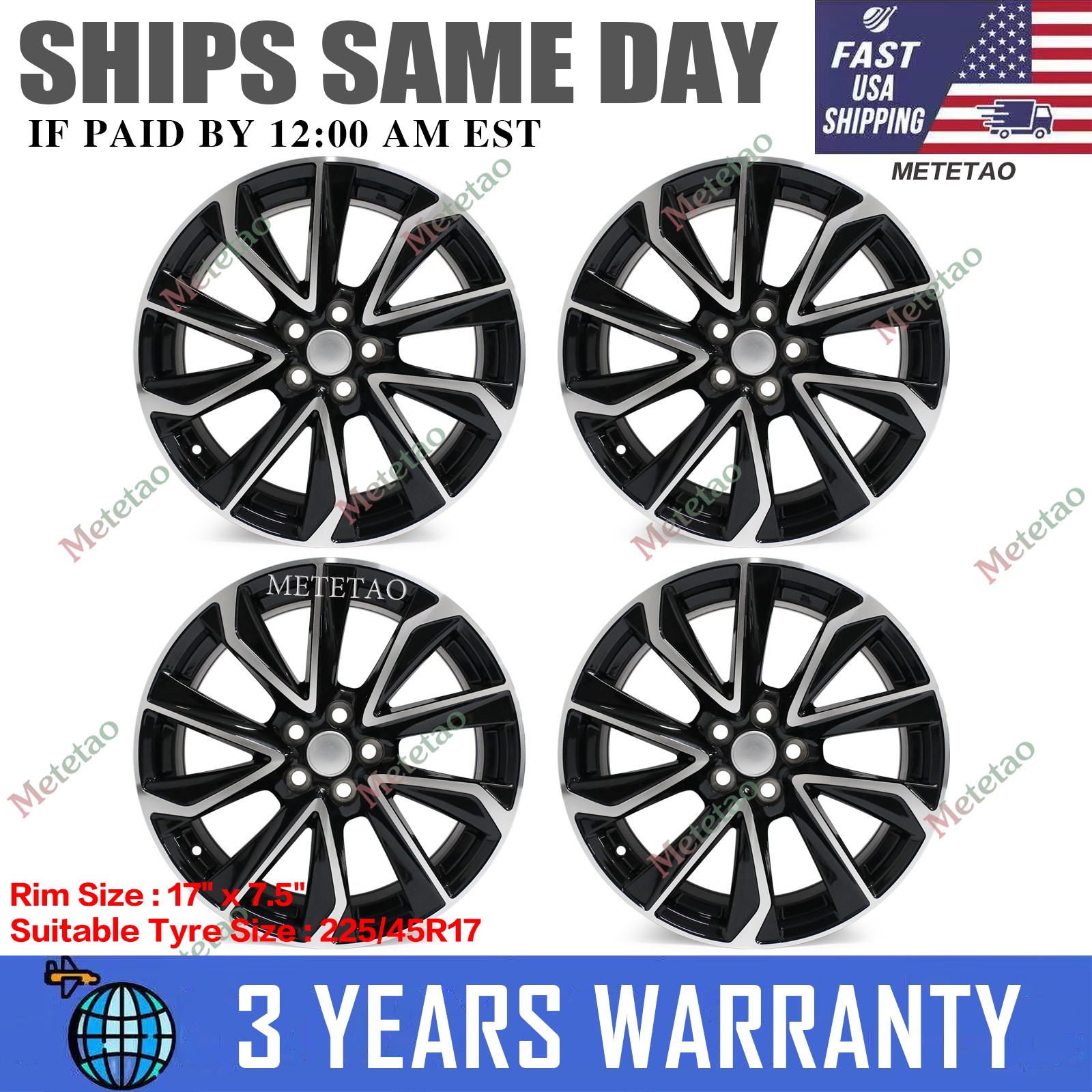 4 PCS New 17x7.5\