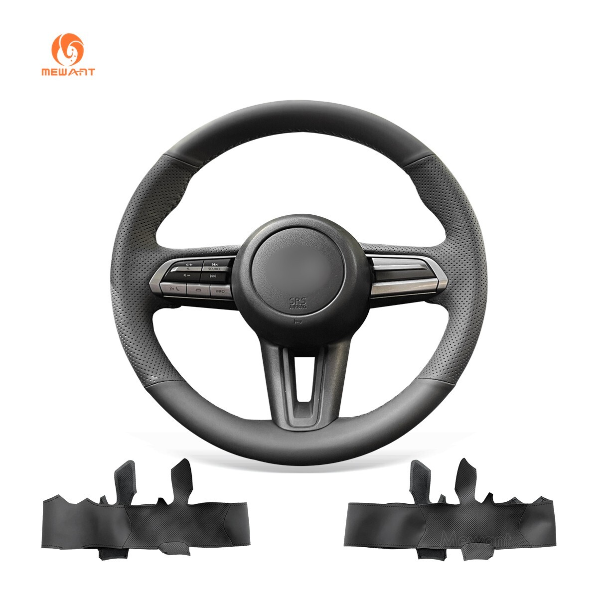 MEWANT DIY Black PU Leather Steering Wheel Wrap for for Mazda 3 Axela CX-30 CX30