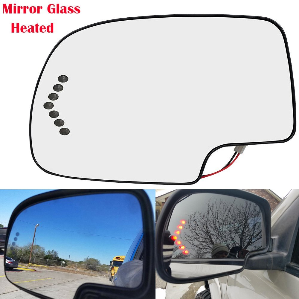 Heated LED Turn Signal Driver Side LH View Mirror Glass For 2003-07 Chevy GMC UO