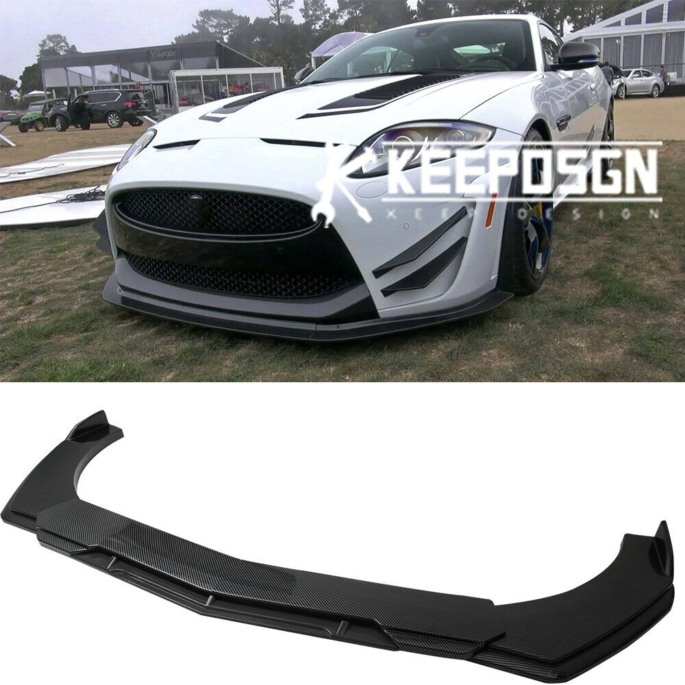 For Jaguar XKR-S XKR XK XJ XF XFR Carbon Fiber Front Bumper Lip Splitter Spoiler