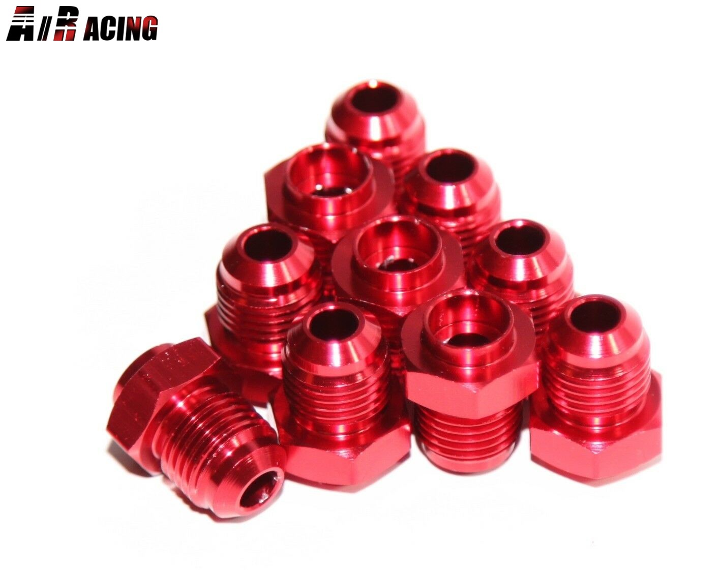 EMUSA 10x -6AN Male to Weld-On Bung Flare Aluminum Red Hose End Fitting Adapter