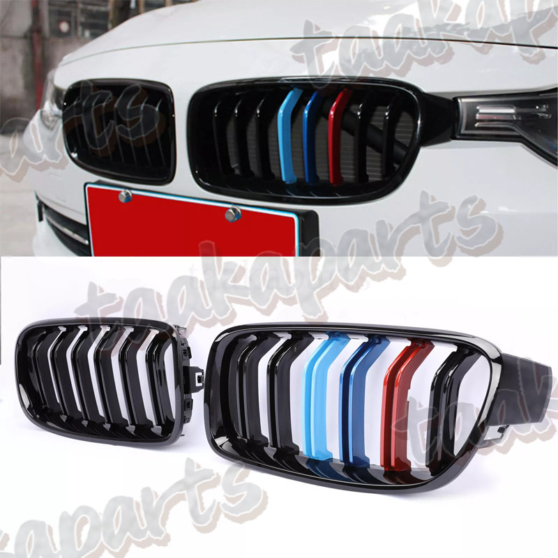 Gloss Black M-Color Kidney Grille Grill For BMW 2012-2018 F30 F31 320i 328i 335i