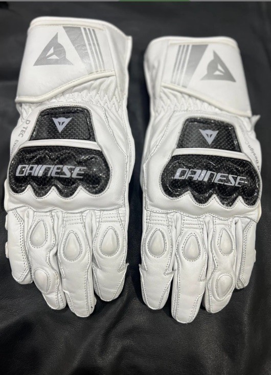 Dainese Druid 4 Racing Gloves White Leather CE Protection Mens Summer Dainese Druid 4 Racing Gloves White Leather CE Protection Mens Summer