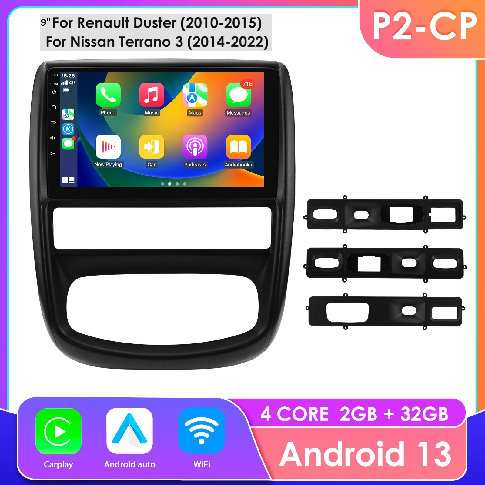 For Renault Duster,Nissan Terrano 3 2014-2022 Carplay Stereo Radio Android13 GPS