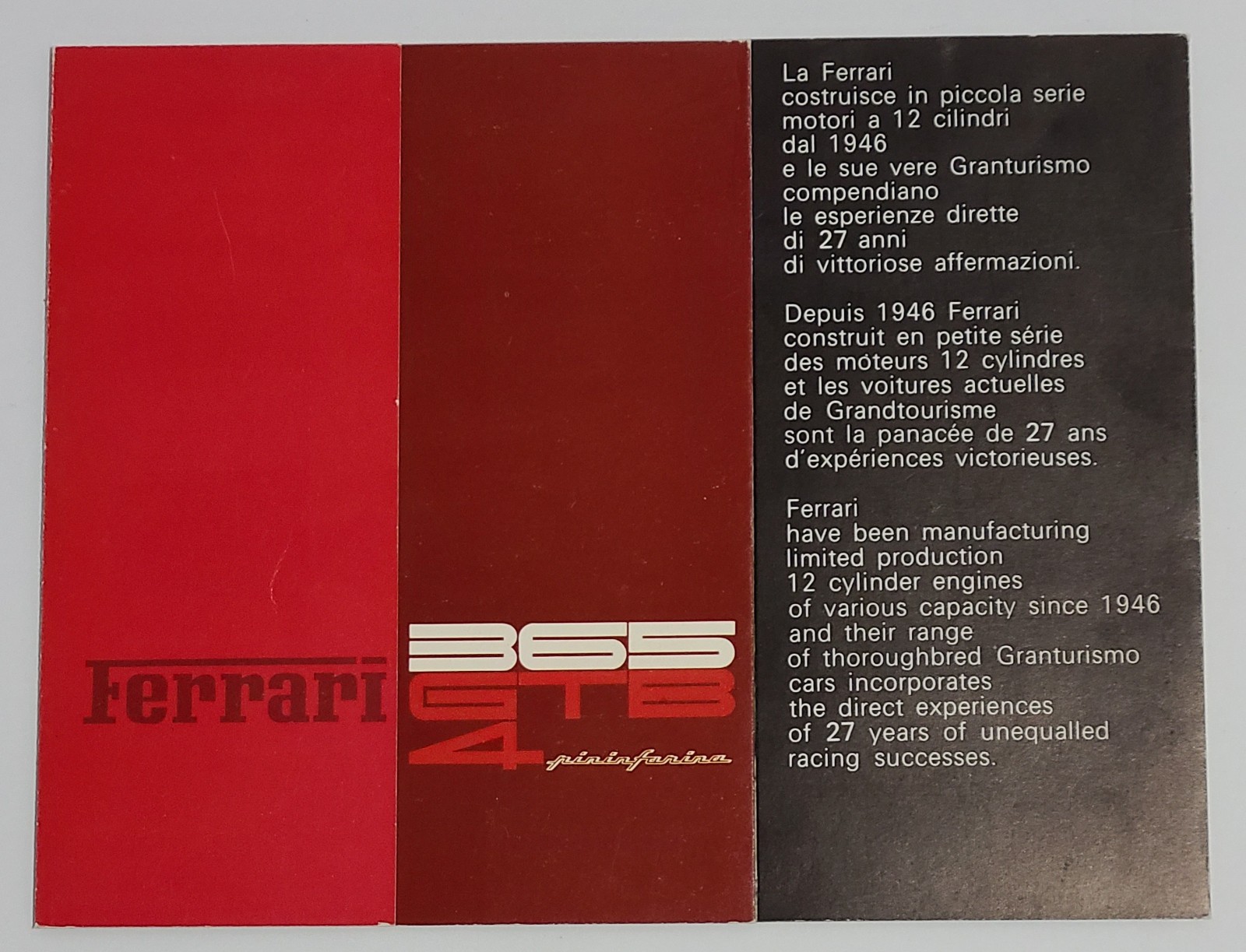 FERRARI 72/73 365 GTB4 OEM brochure original FERRARI 72/73 365 GTB4 OEM brochure original