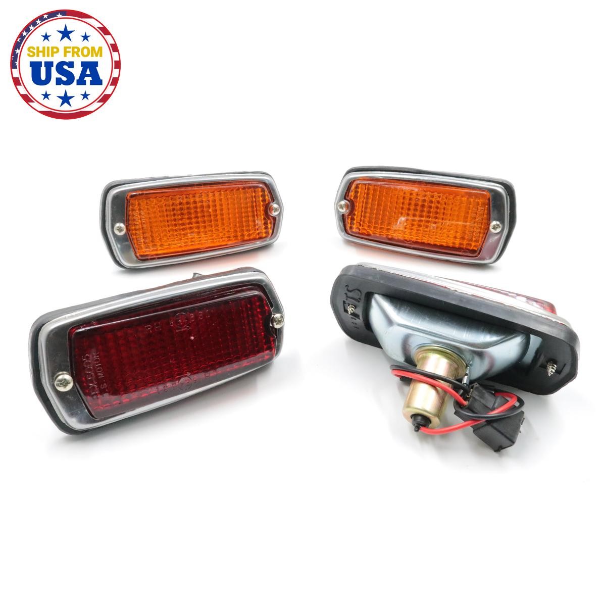 SIDE MARKER LAMP RED AMBER 4-PC FIT FOR DATSUN 510 120Y B210 240Z '68 '70 '78