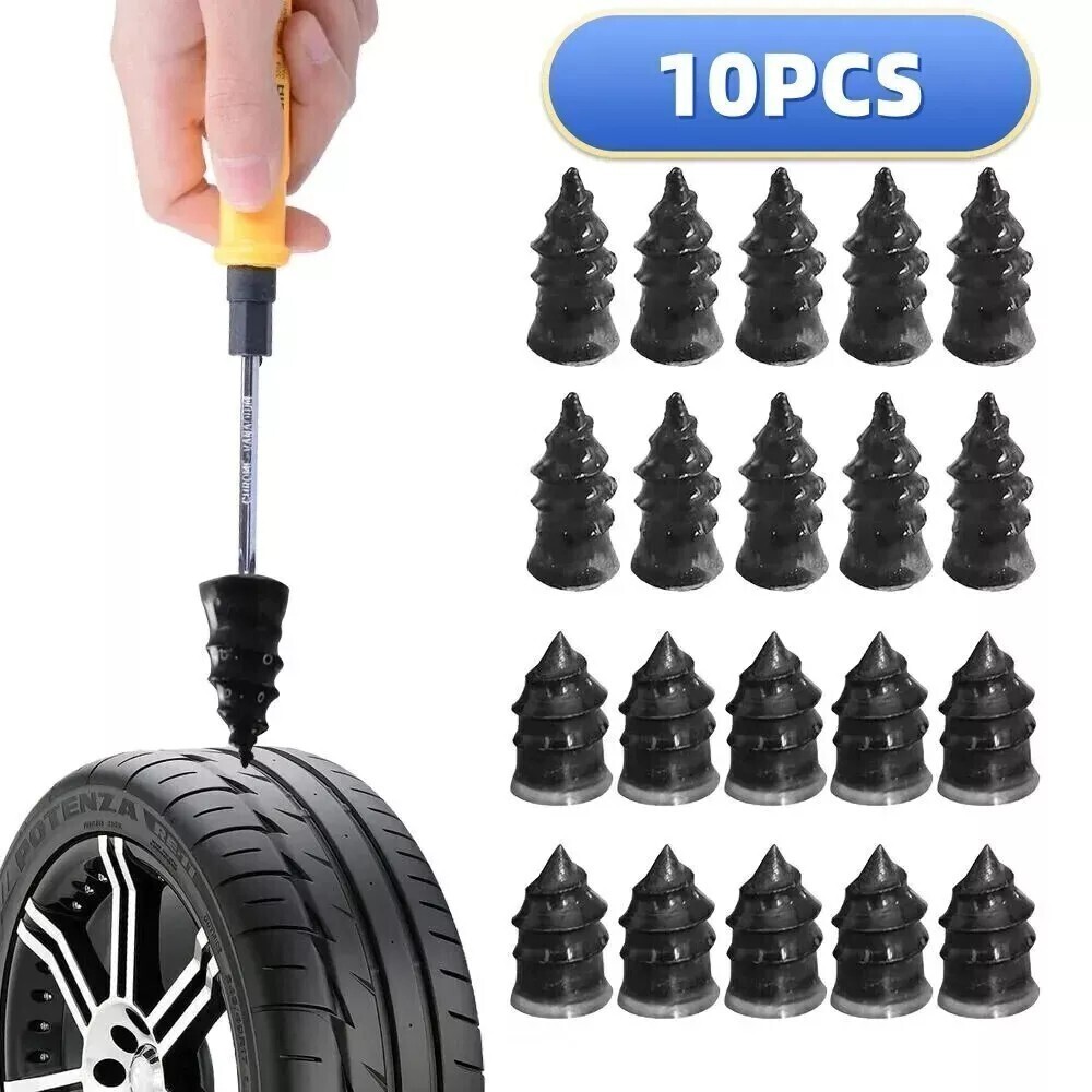 10Pcs Tire Repair Screw in Rubber Plug Nail Car Tyre Puncture Kit Off-Road US 10Pcs Tire Repair Screw in Rubber Plug Nail Car Tyre Puncture Kit Off-Road US