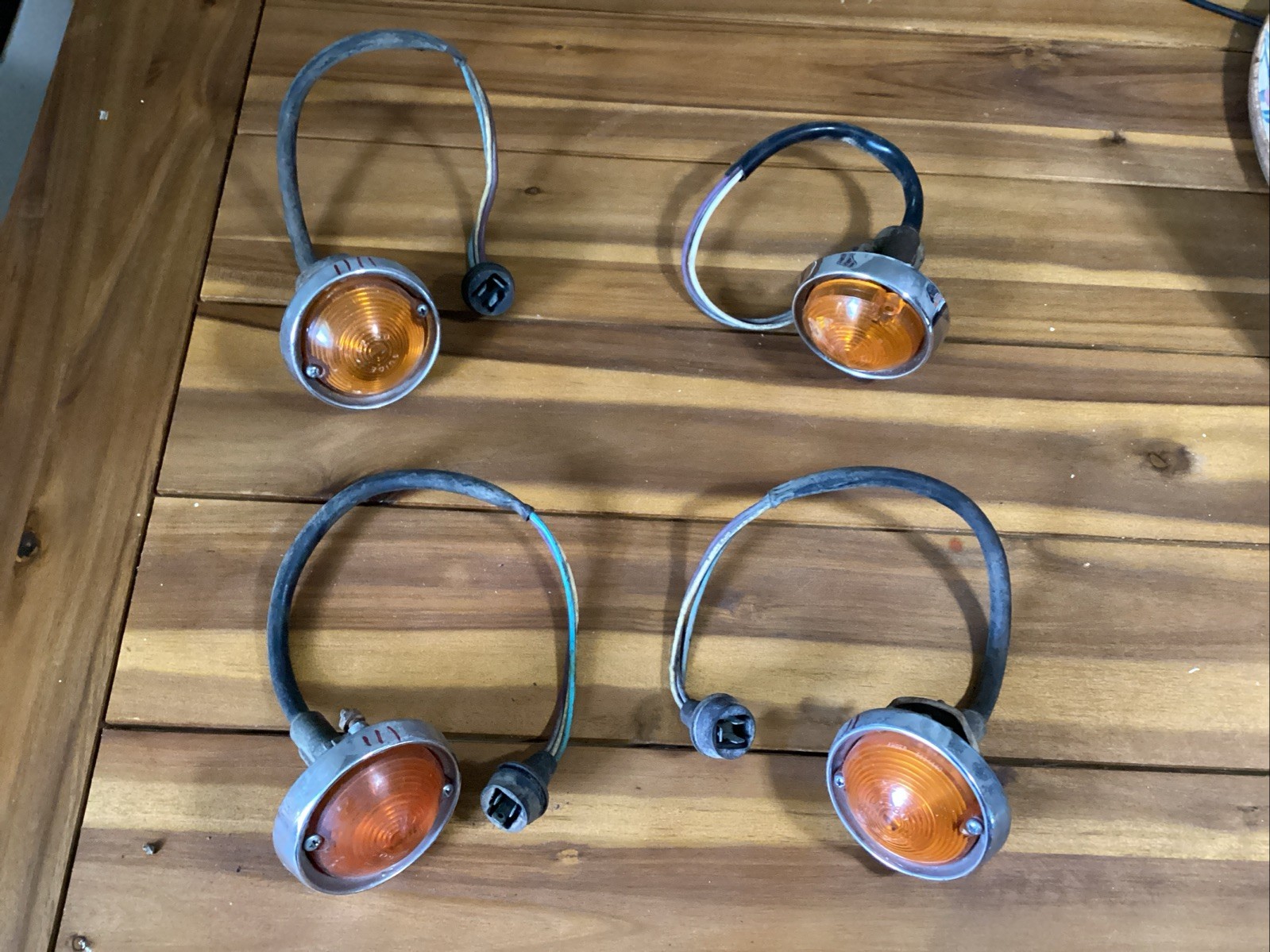 1963-1967 Corvette Front Park Lamp Assemblies Set of 4 Used