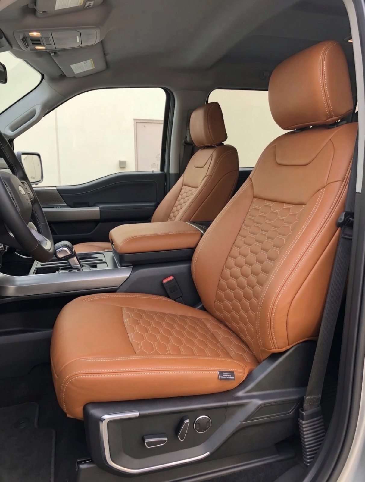 2015-20 Ford F-150 Tan & White Leather Seat Covers Upgrade
