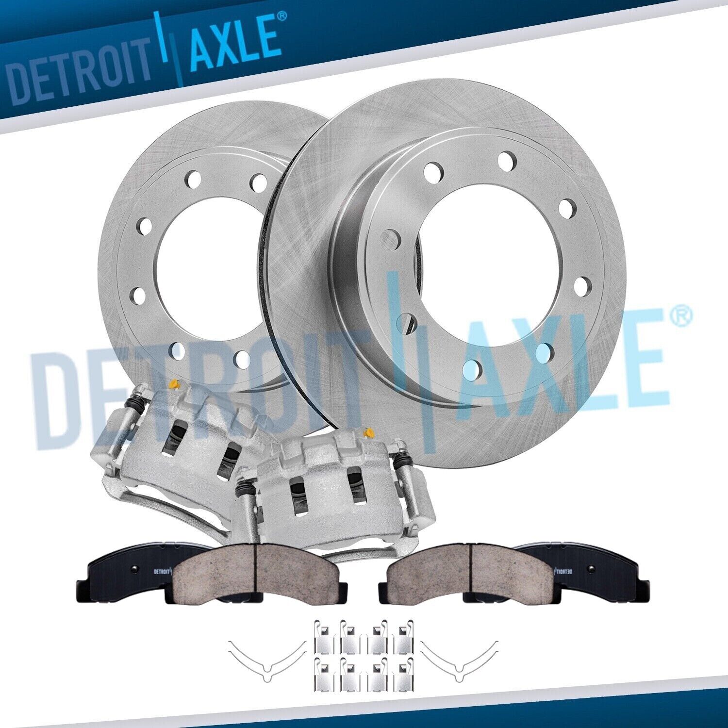 4WD Front Disc Rotors + Calipers & Brake Pads for 99-04 F-250 F-350 Super Duty