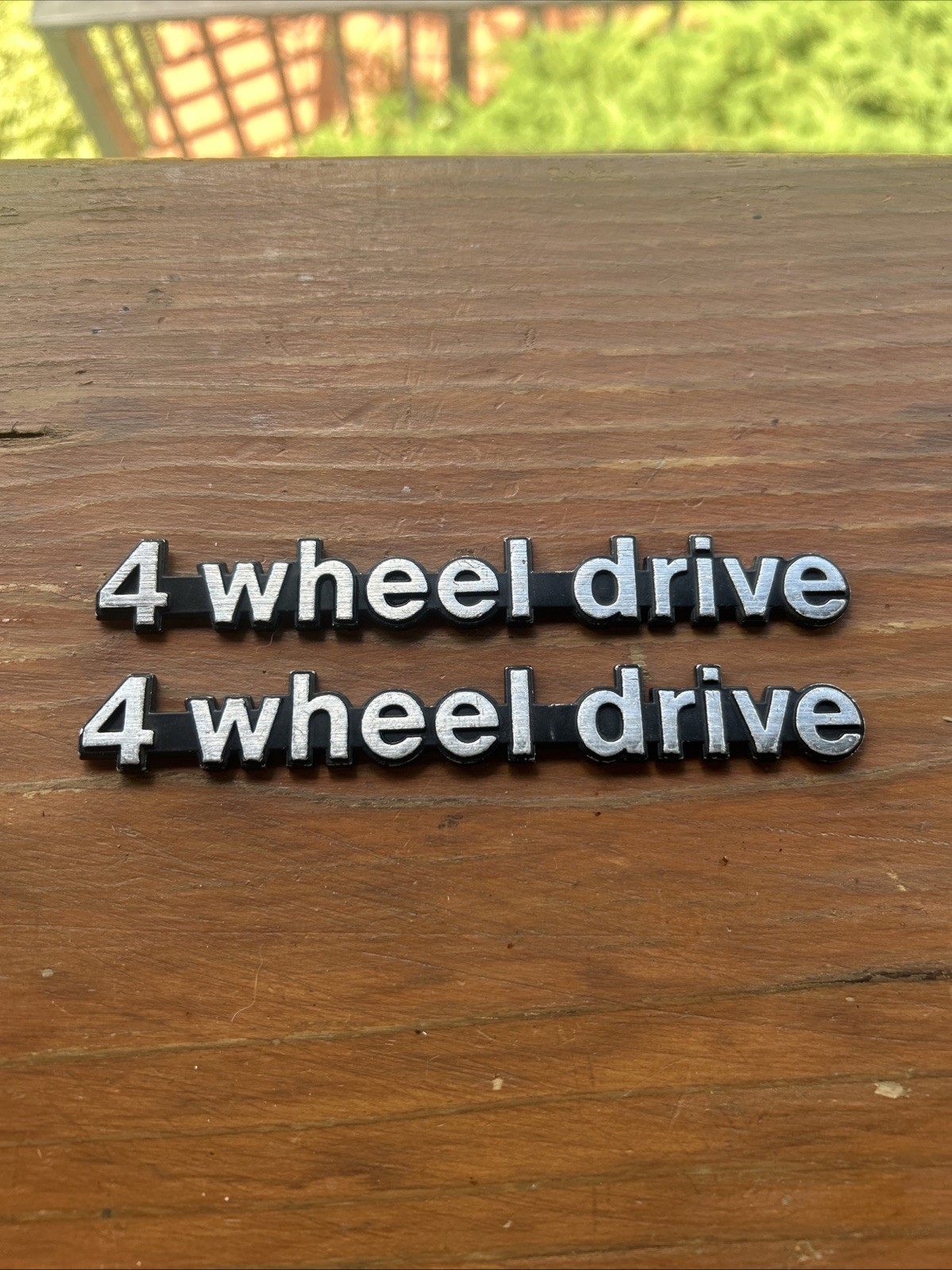 Vintage 1970s-1980s Jeep 4 Wheel Drive Emblems Pair Original Vintage 1970s-1980s Jeep 4 Wheel Drive Emblems Pair Original