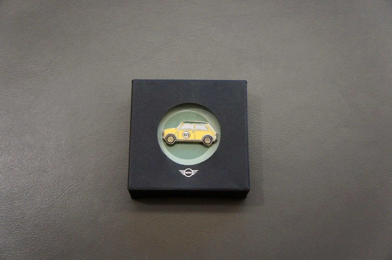 NIB Genuine MINI Cooper Yellow Race Car Collectible Enamel Lapel Pin Badge Rare