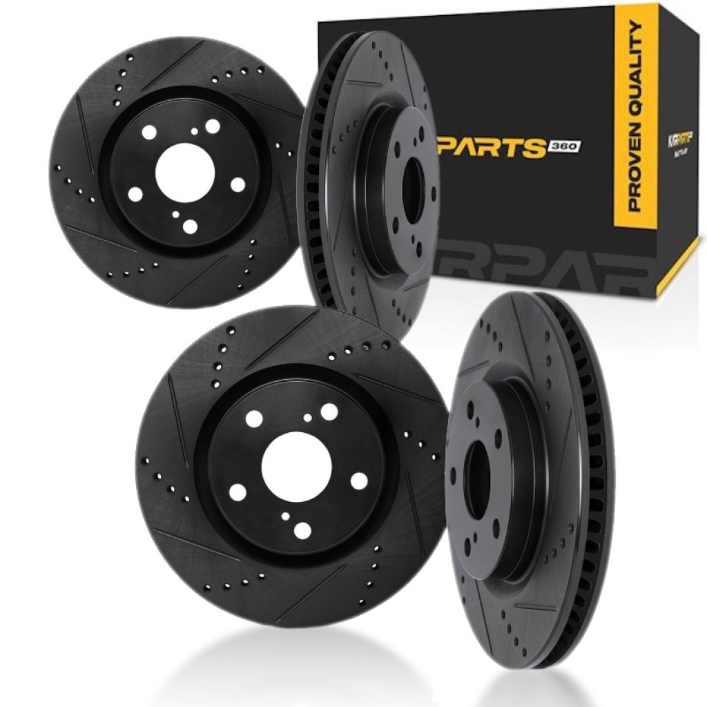 For BMW 328i 2014 2015 Rotor Set | Drilled And Slotted Rotor Style | Black