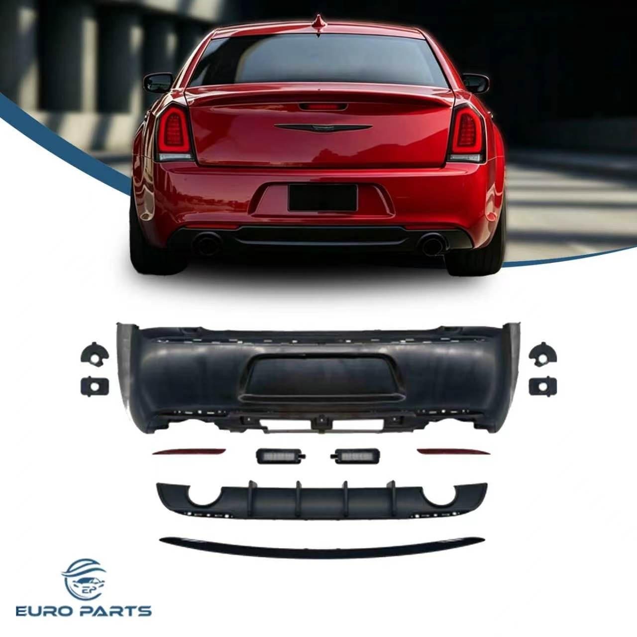 Fits 2012-2014 Upgrade 2015-2023 Chrysler 300c SRT Style Rear Bumper & Diffuser