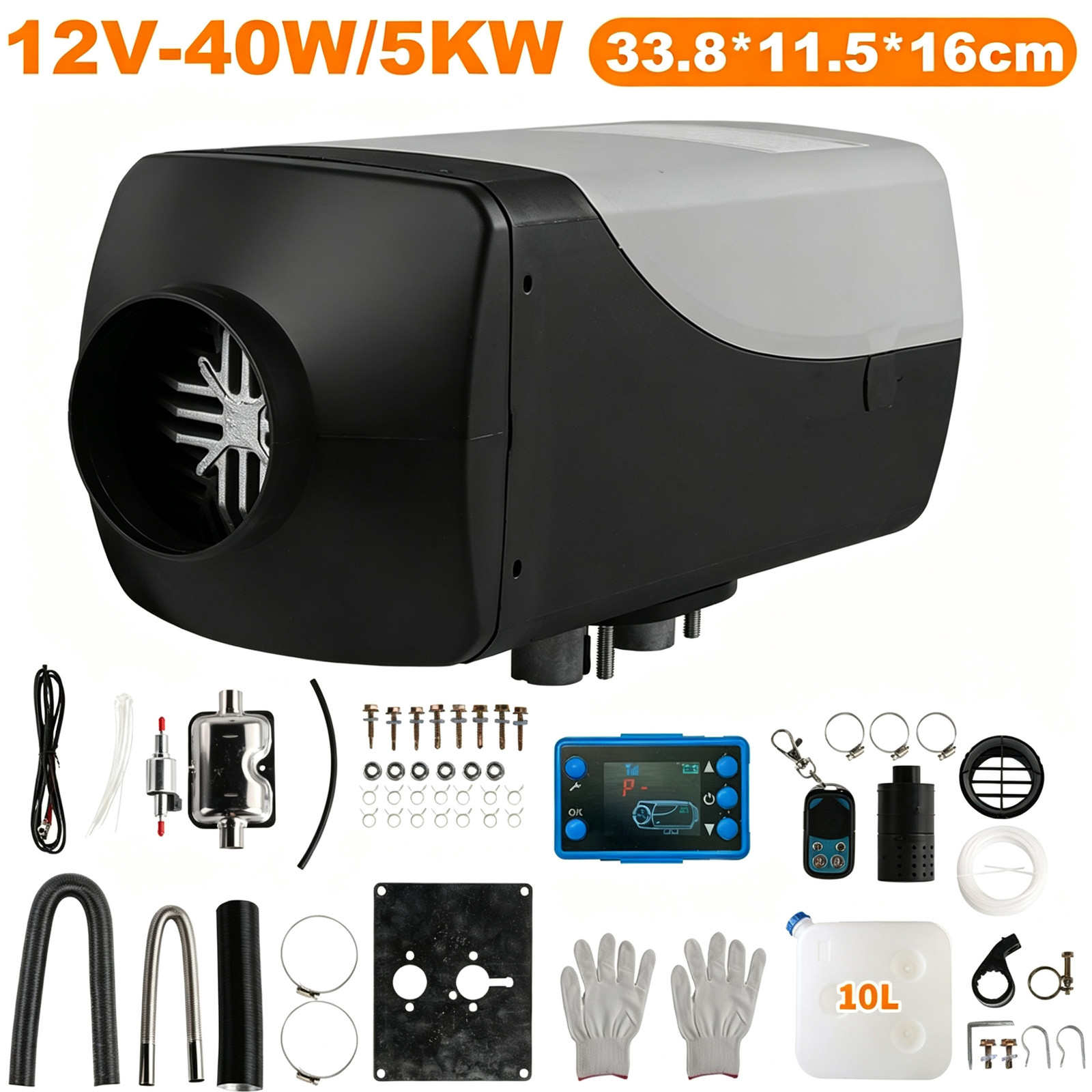 12-24V 5KW Diesel Air Heater Bluetooth LCD Thermostat Caravan Motorhome (Grey)
