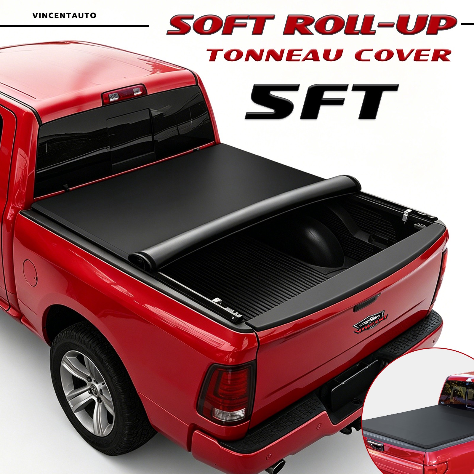 5FT Soft Roll-up Tonneau Cover FOR 2005-2026 Nissan Frontier Weather Resistant