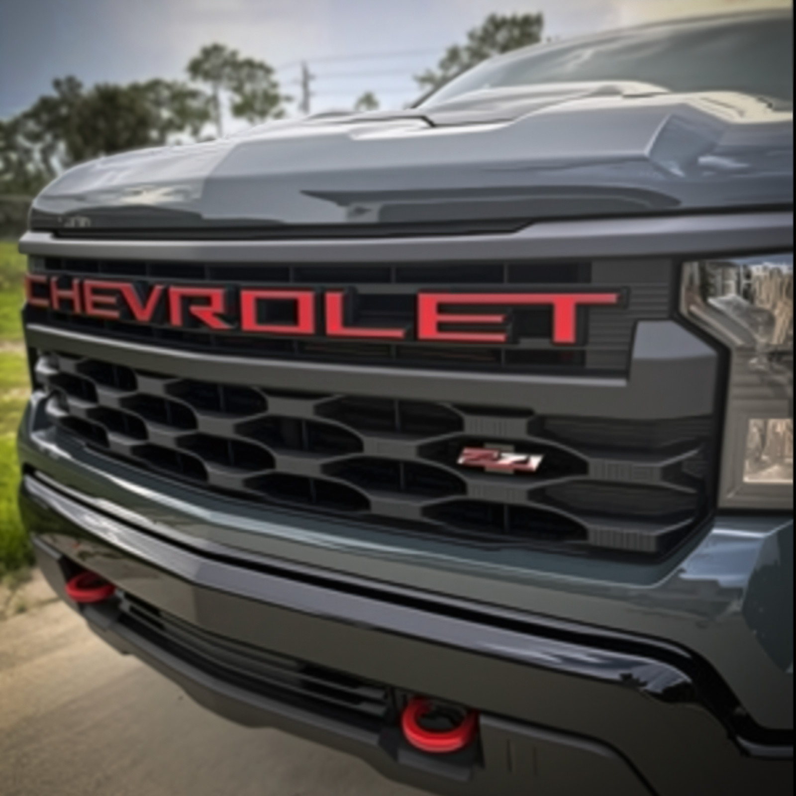 Overlay Grill Letters Inserts 2022 2023 2024 2025 Silverado Red NOT VINYL