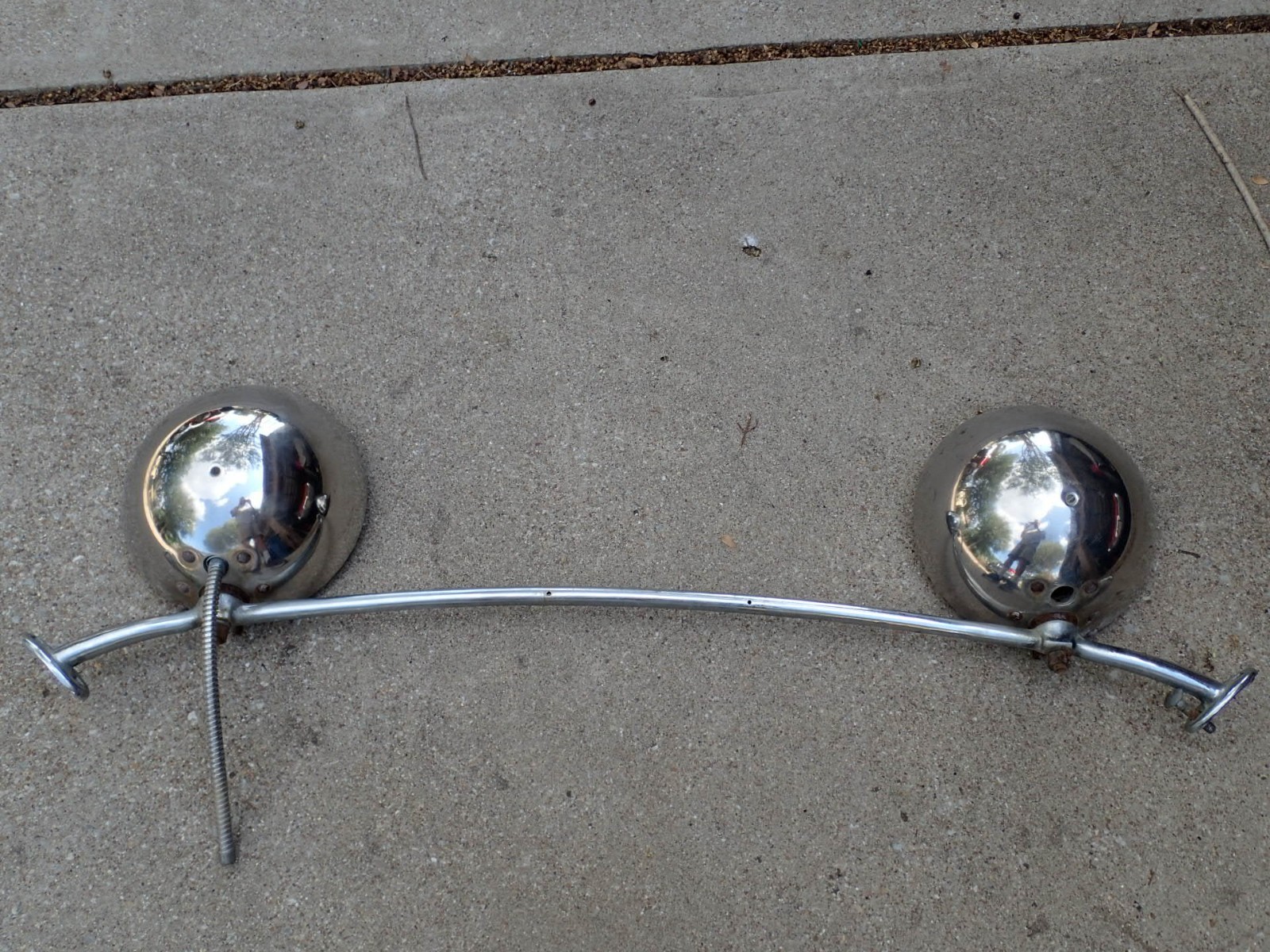 1928-32 Ford Model A light mounting bar and headlight buckets, nice original