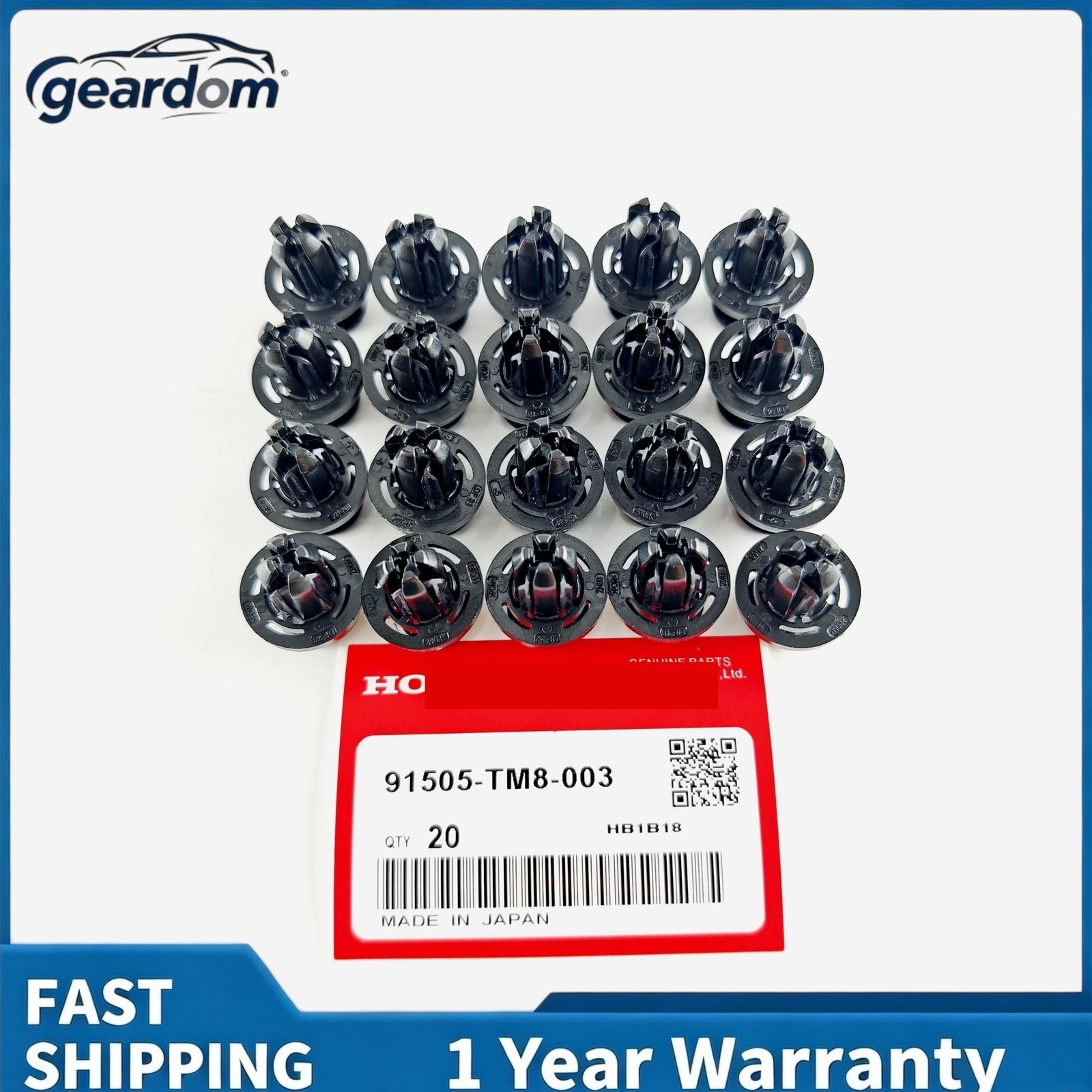20x Genuine Honda Door Garnish Under Cover Push Clip Retainer 91505-TM8-003