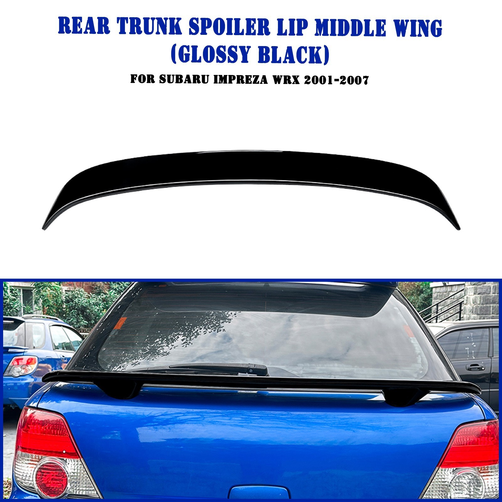 1x Gloss Black Rear Trunk Spoiler Lip Middle Wing For Subaru Impreza Wrx 01-07