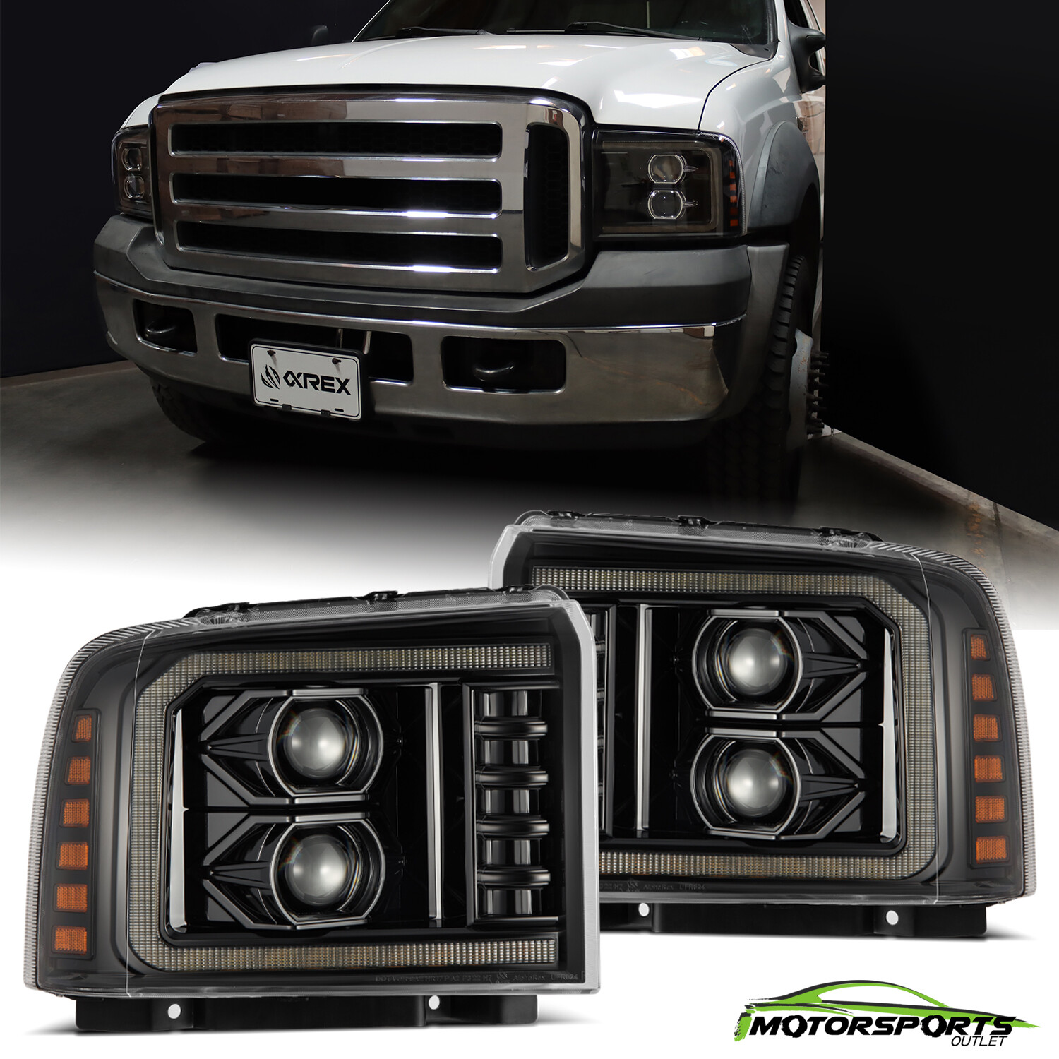 For 2005-2007 Ford Super Duty/Excursion PRO-Series LED Headlights Alpha-Black