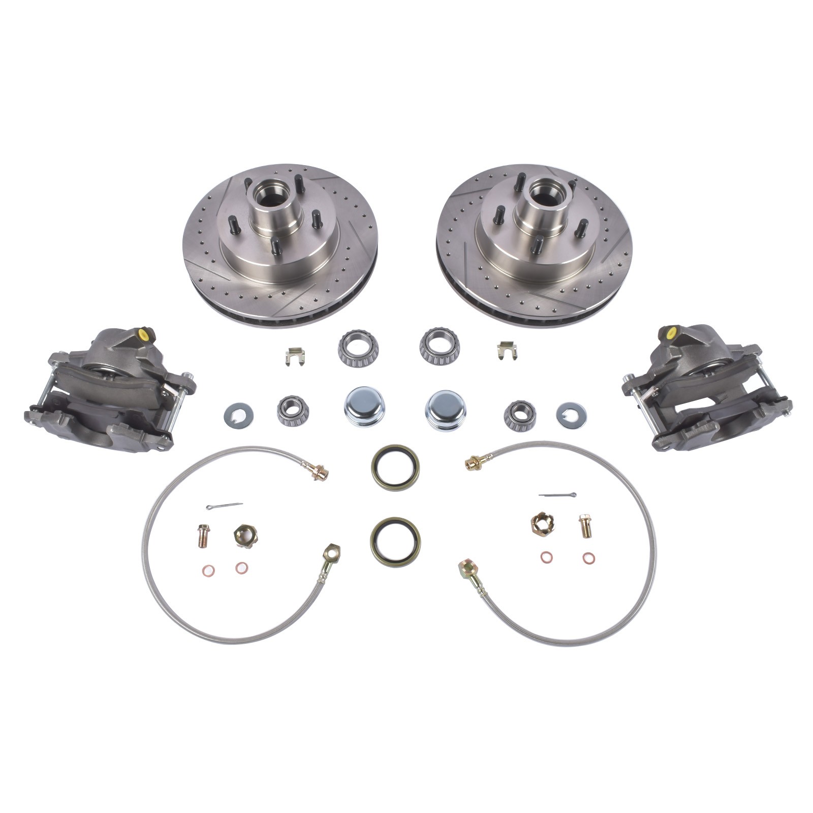 New Front Deluxe Disc Brake Kit Drilled & Slotted for Chevy C10 GMC Truck 73-87