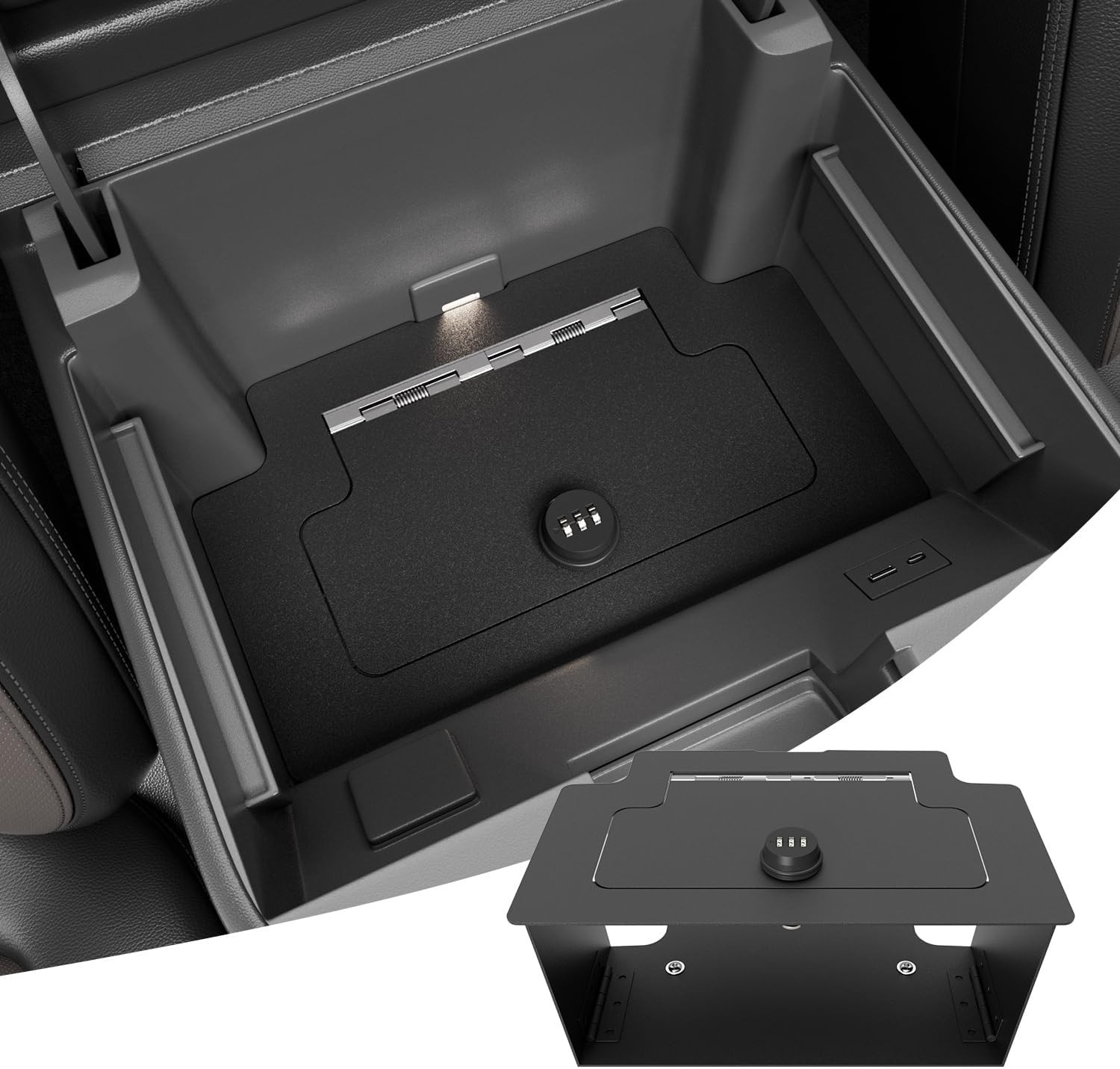 For 2023-2025 Chevy Silverado GMC Sierra 1500 Center Console Safe Vault Lock Box For 2023-2025 Chevy Silverado GMC Sierra 1500 Center Console Safe Vault Lock Box
