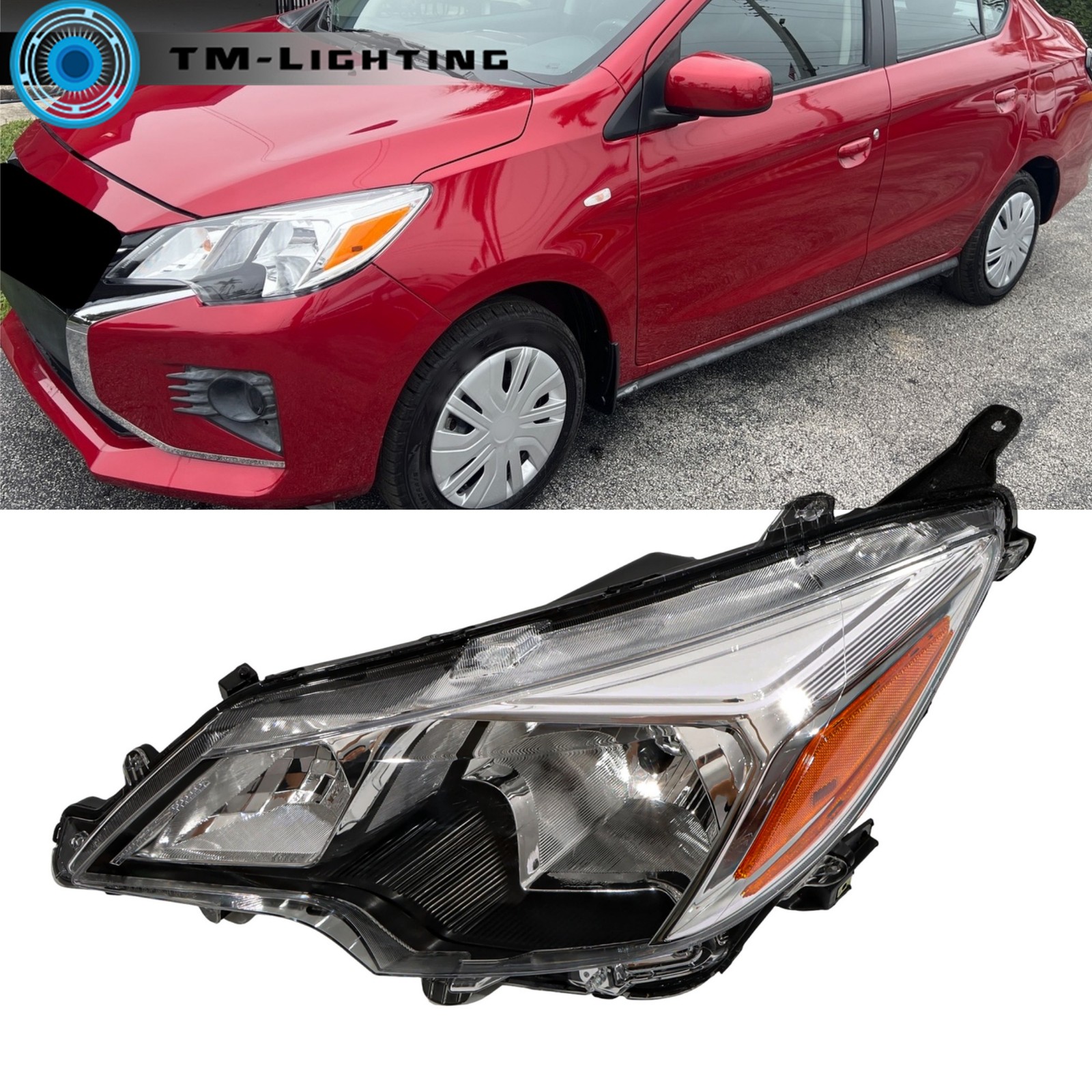 Driver Left For Mitsubishi Mirage / Mirage G4 2021-2024 Headlight Halogen Chrome