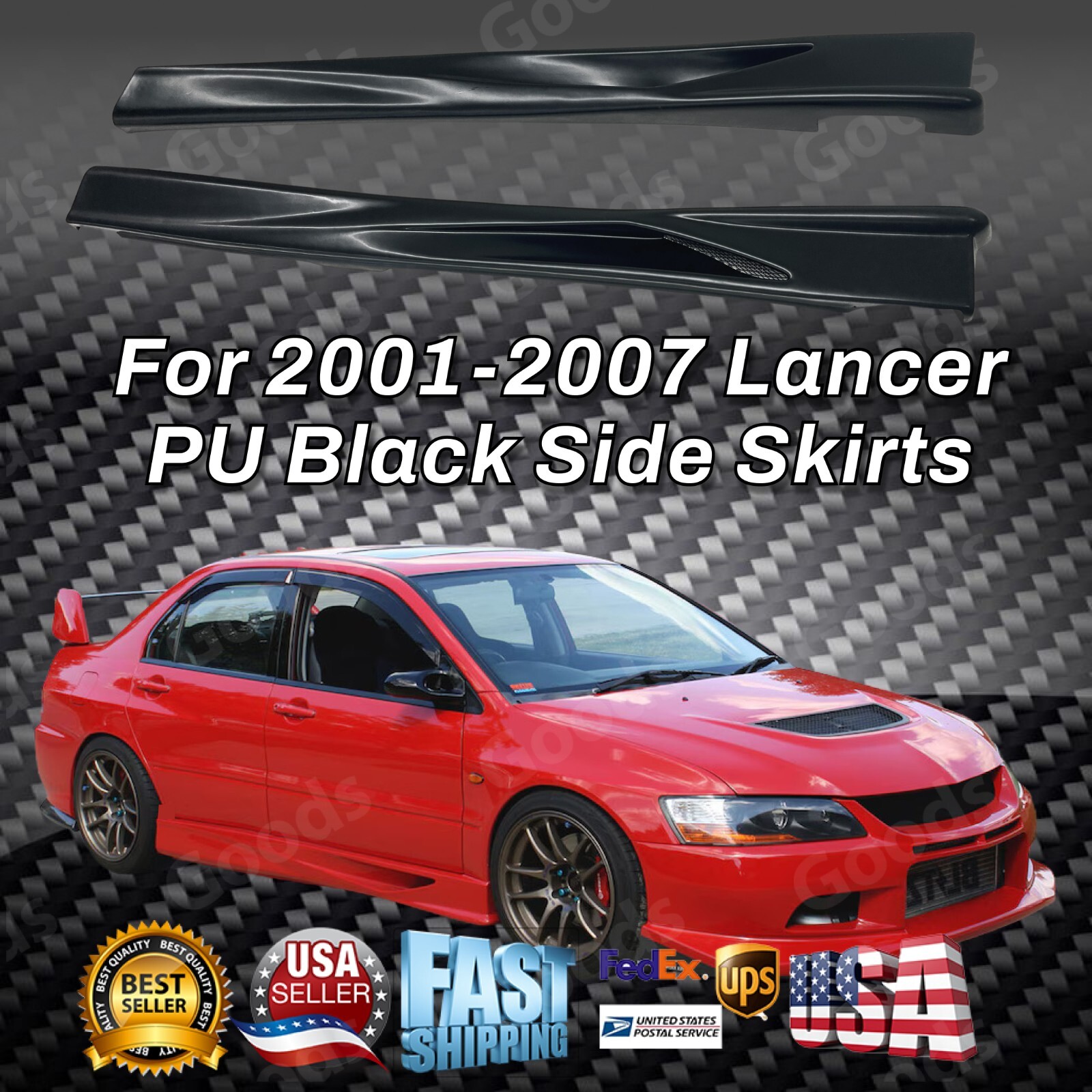JDM PU Black Side Body Skirts Fits 2001-2007 Mitsubishi Lancer Evolution 7 8 9 JDM PU Black Side Body Skirts Fits 2001-2007 Mitsubishi Lancer Evolution 7 8 9