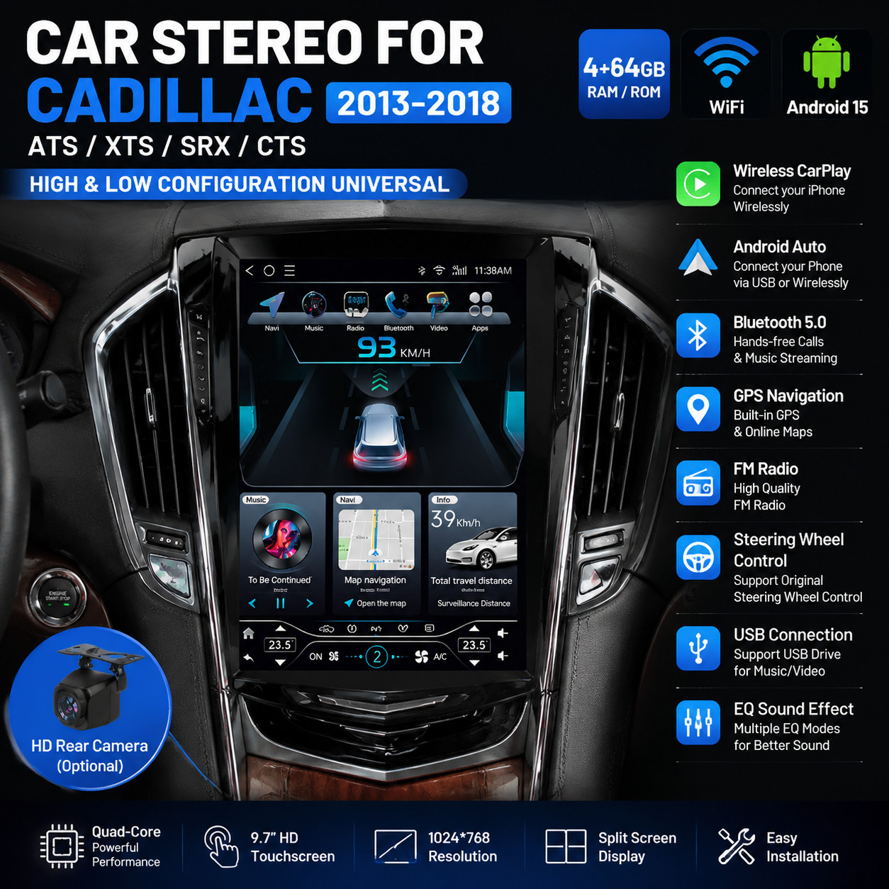 Car Radio for Cadillac ATS XTS SRX CTS 2013-2018 9.7 Car Radio for Cadillac ATS XTS SRX CTS 2013-2018 9.7