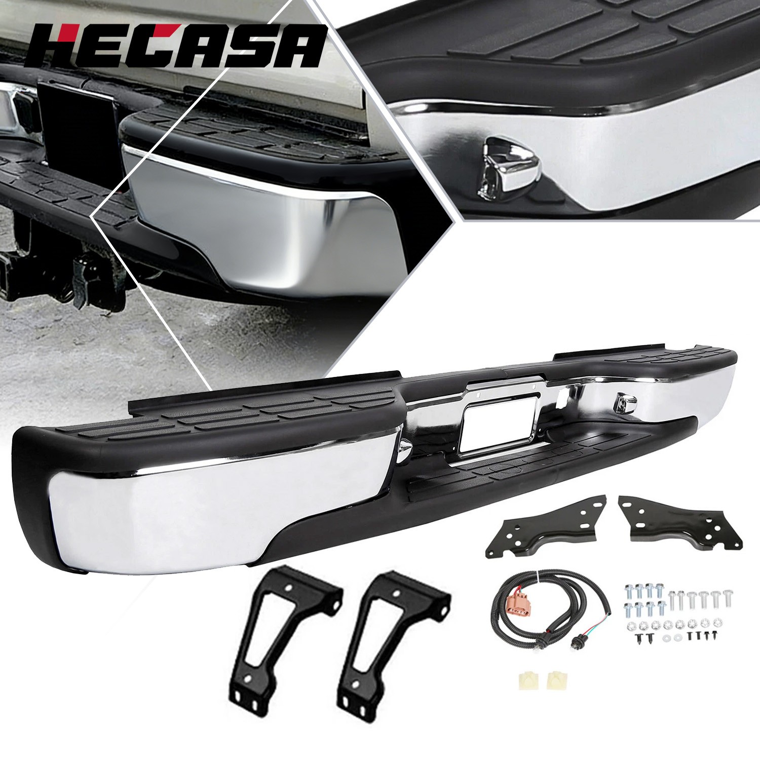 Complete - Chrome Rear Bumper For 1999-2007 Chevy Silverado GMC Sierra 1500 2500 Complete - Chrome Rear Bumper For 1999-2007 Chevy Silverado GMC Sierra 1500 2500